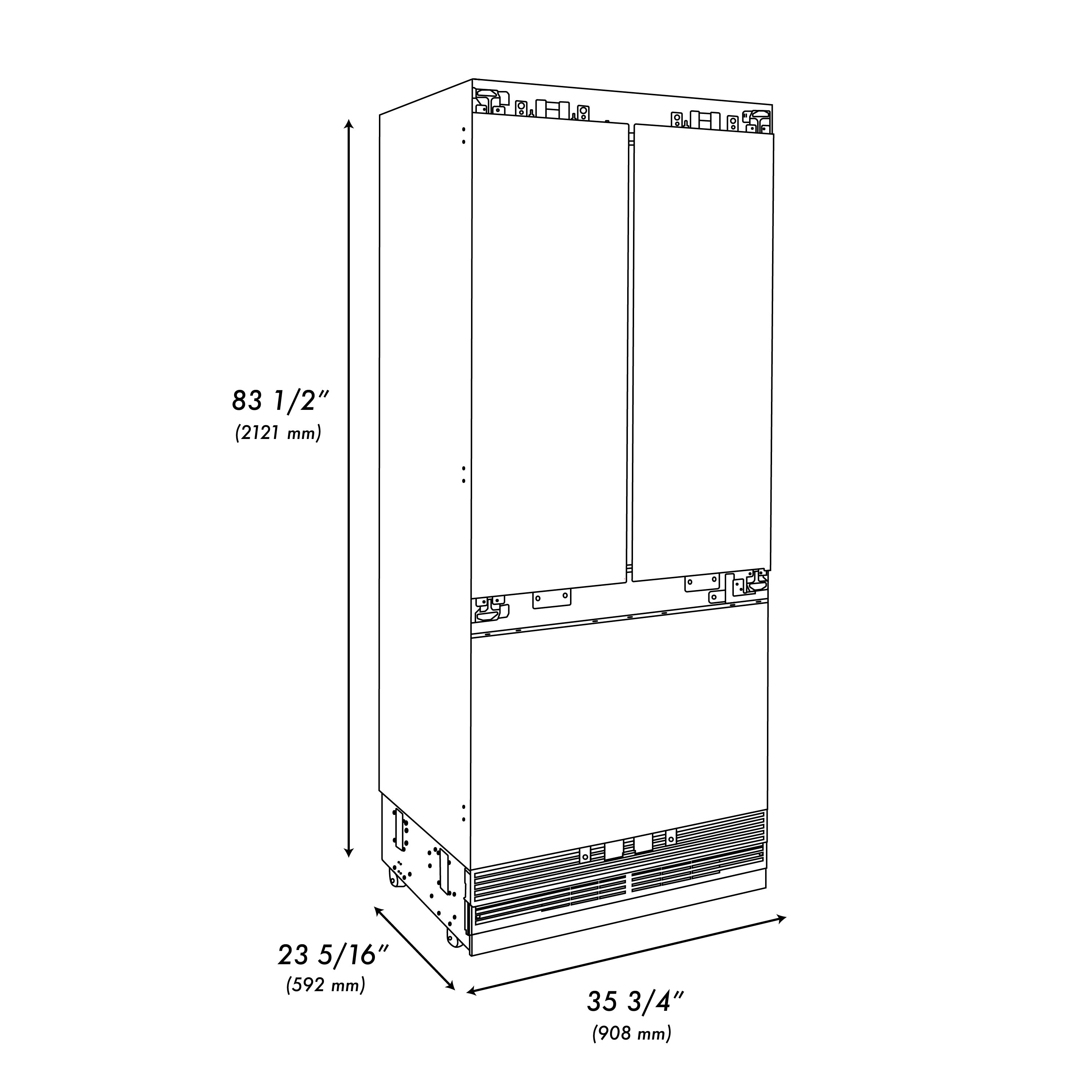 ZLINE Autograph Edition 36 in. 19.6 cu. ft. Panel Ready French Door Bu