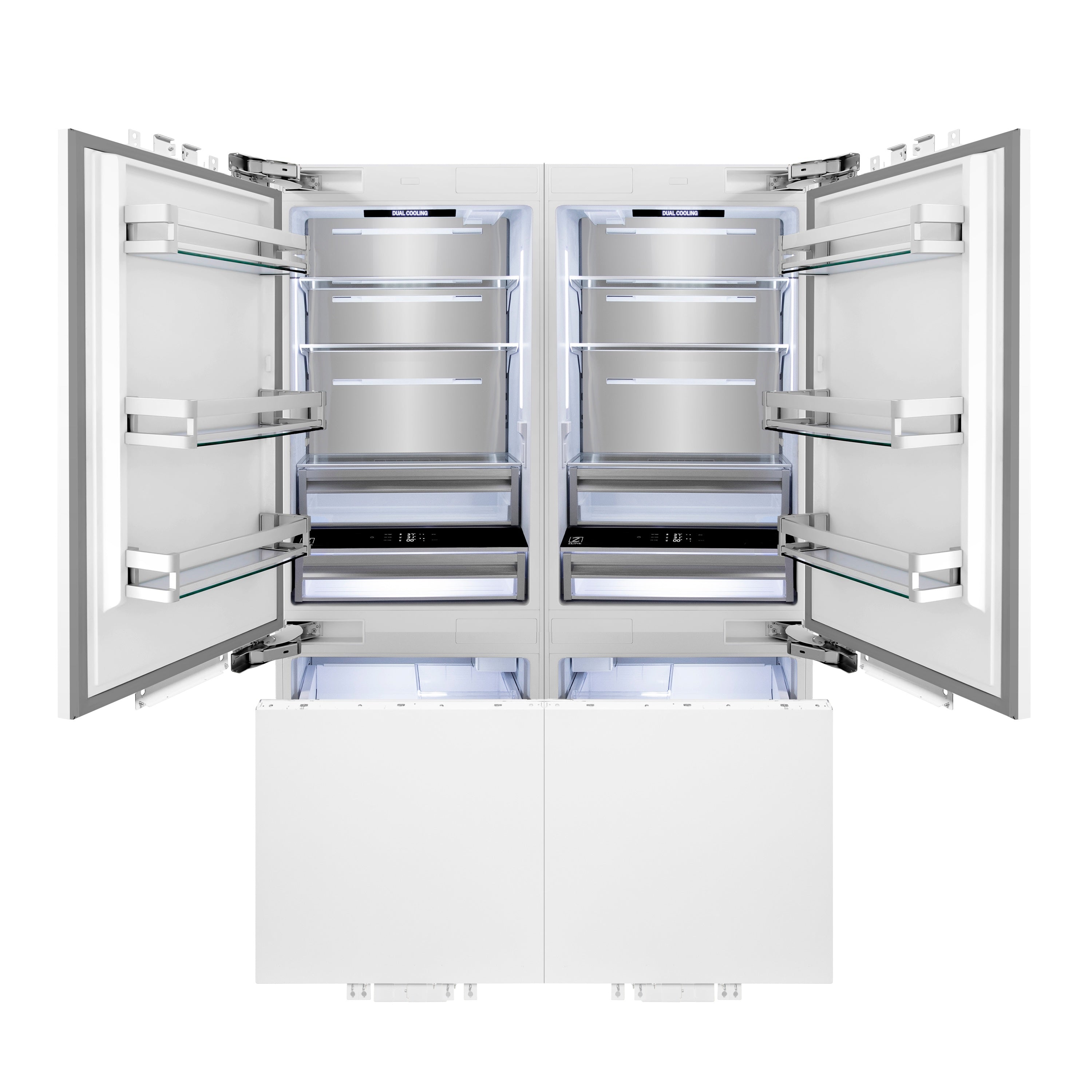 ZLINE Autograph Edition 60 in. 32.2 cu. ft. Panel Ready French Door Built-In Bottom Freezer Refrigerator with Water Dispenser and Ice Maker with Matte Black Accents (RBIVZ-60-MB)