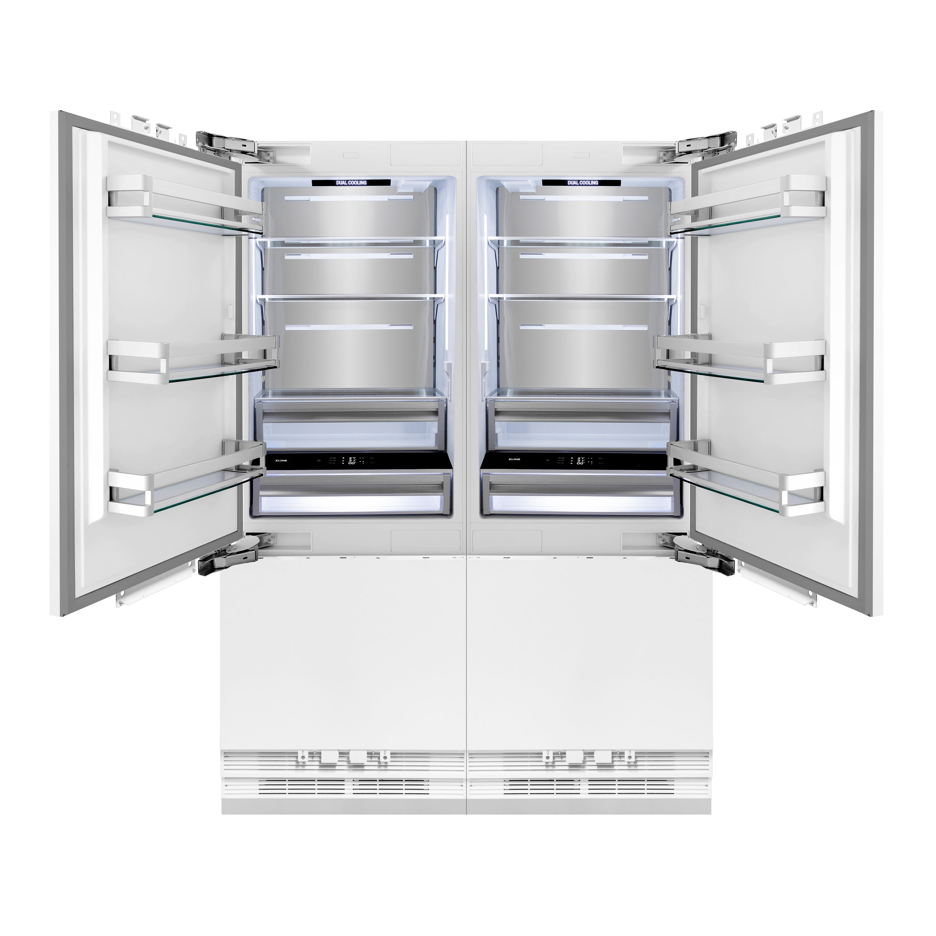 ZLINE Autograph Edition 60 in. 32.2 cu. ft. Panel Ready French Door Built-In Bottom Freezer Refrigerator with Water Dispenser and Ice Maker with Matte Black Accents (RBIVZ-60-MB)