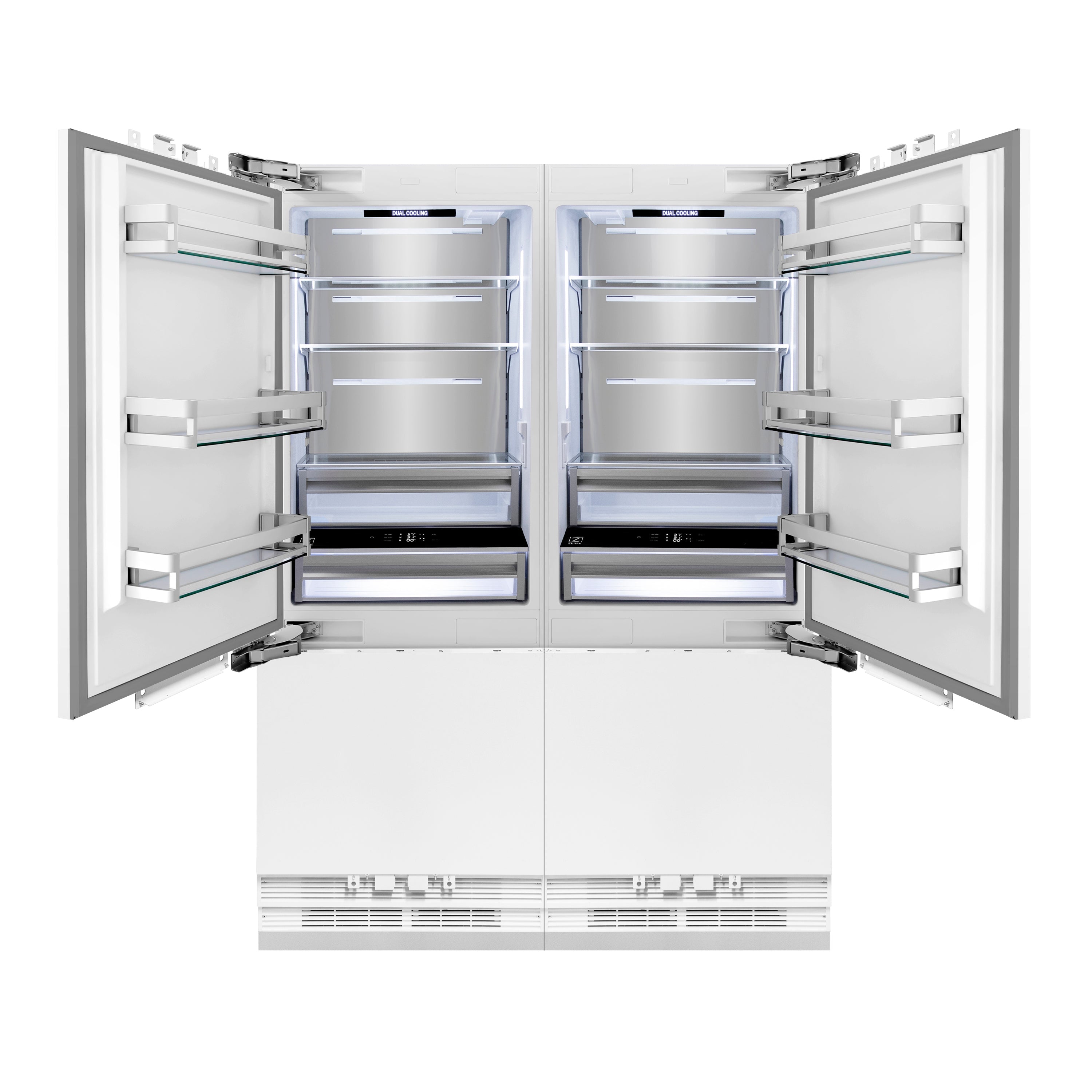 ZLINE Autograph Edition 60 in. 32.2 cu. ft. Panel Ready French Door Built-In Bottom Freezer Refrigerator with Water Dispenser and Ice Maker with Matte Black Accents (RBIVZ-60-MB)