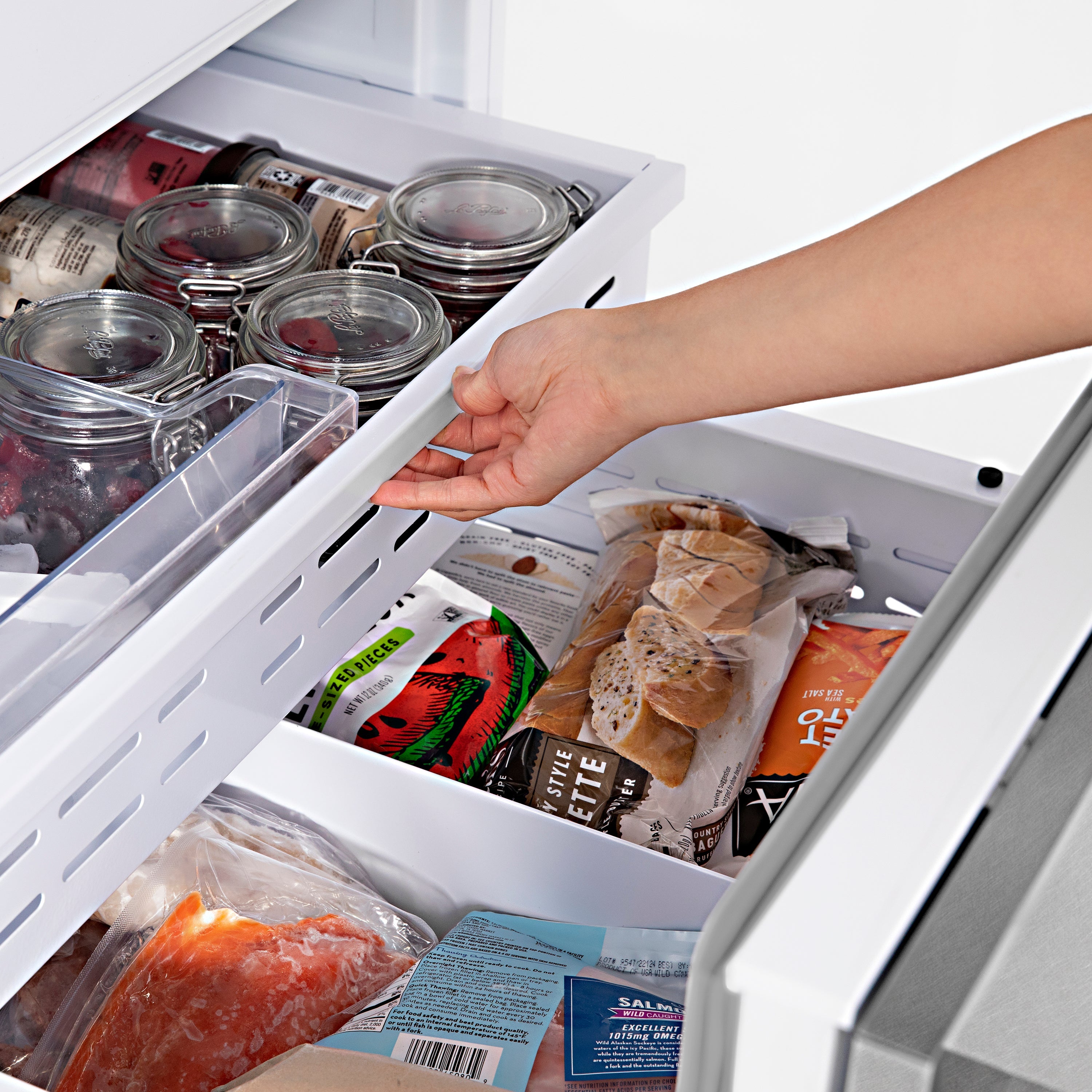 ZLINE Autograph Edition 36 in. 19.6 cu. ft. French Door Built-In Bottom Freezer Refrigerator with Water Dispenser and Ice Maker in Satin Stainless Steel with Matte Black Accents (RBIVZ-SN-36-MB)