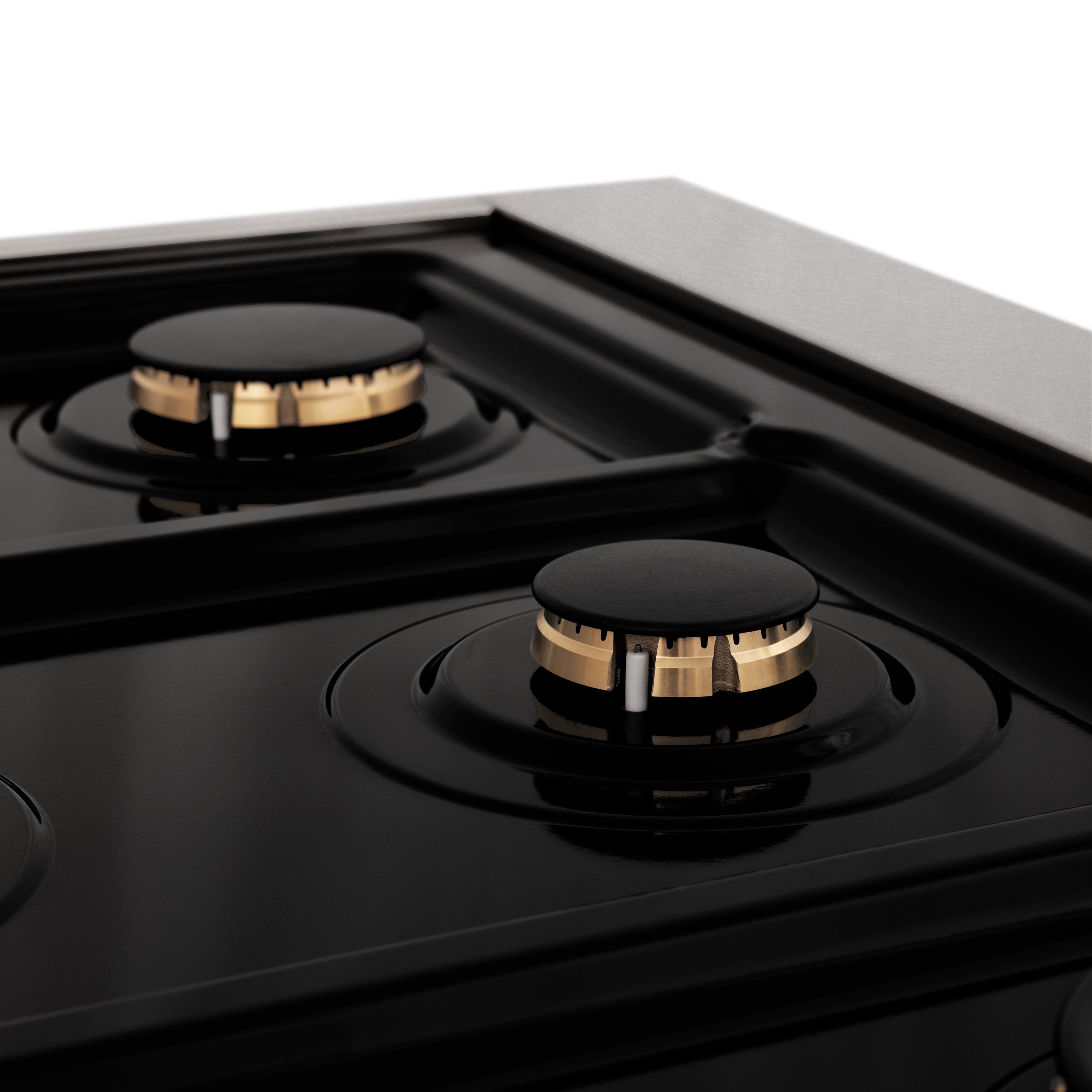 ZLINE Autograph Edition 36 in. 4.6 cu. ft. Legacy Dual Fuel Range with 6 Burner Gas Cooktop and Electric Convection Oven in Satin Stainless Steel and Champagne Bronze Accents (RASZ-SN-36-CB)