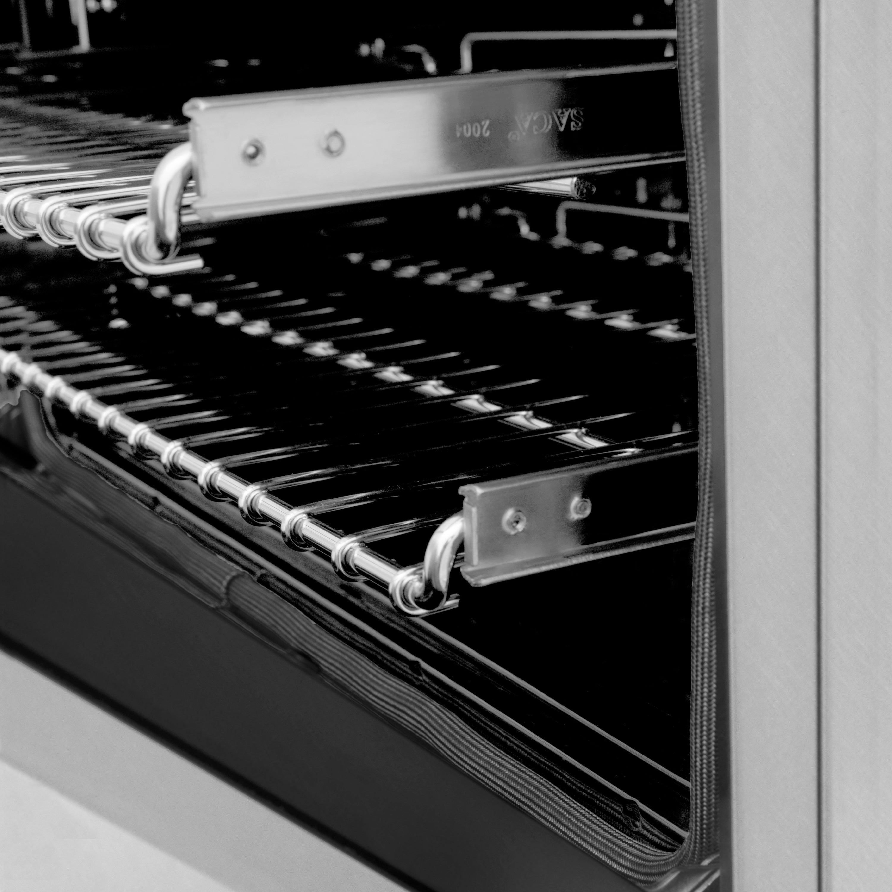 ZLINE Autograph Edition 48 in. 6.0 cu. ft. Legacy Dual Fuel Range with 7 Burner Gas Cooktop and 2 Electric Ovens in Satin Stainless Steel and Matte Black Accents (RASZ-SN-48-MB)