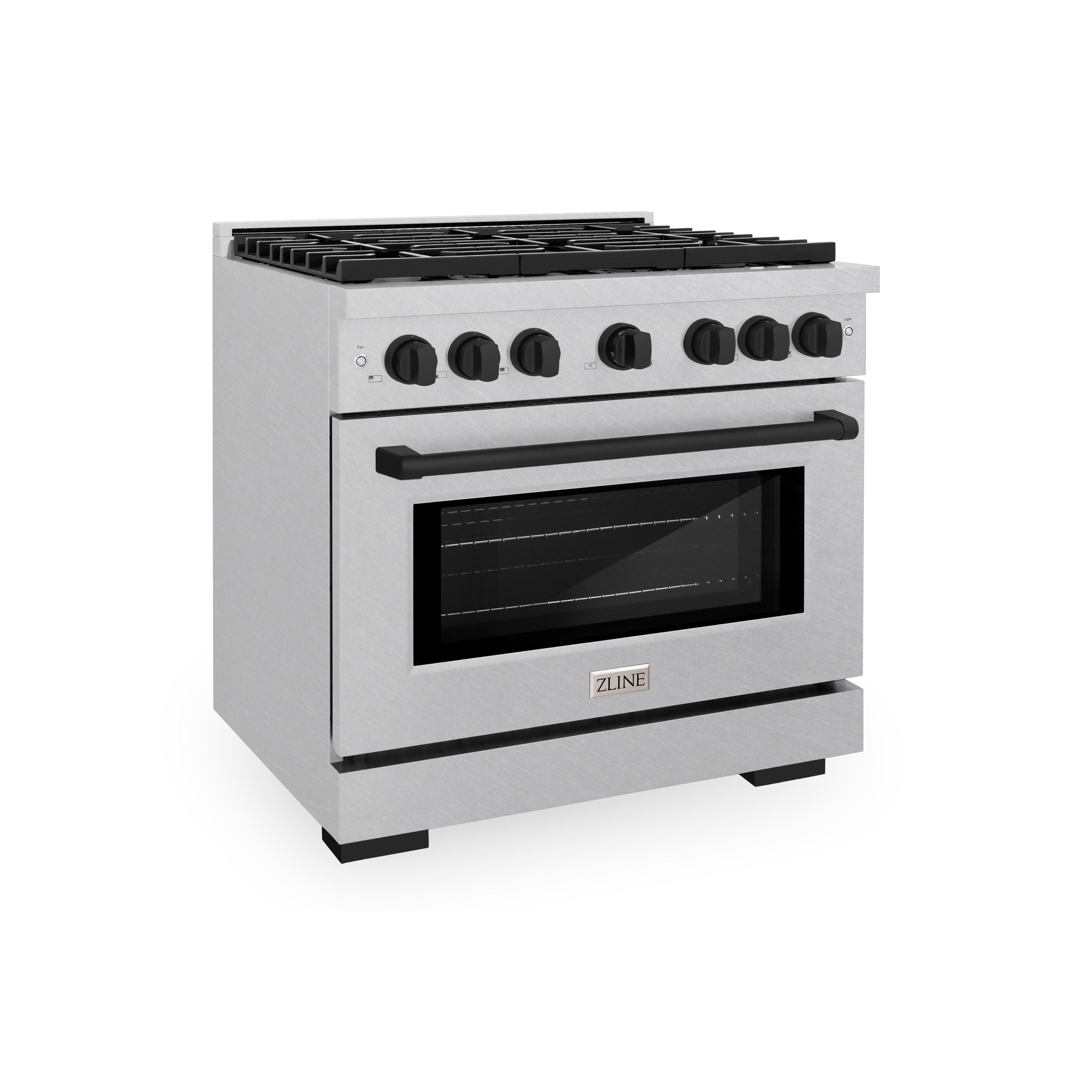 ZLINE Autograph Edition 36 in. 5.2 cu. ft. Paramount Dual Fuel Range with 6 Burner Gas Cooktop and Electric Convection Oven in Satin Stainless Steel with Matte Black Accents (SDRSZ-36-MB)
