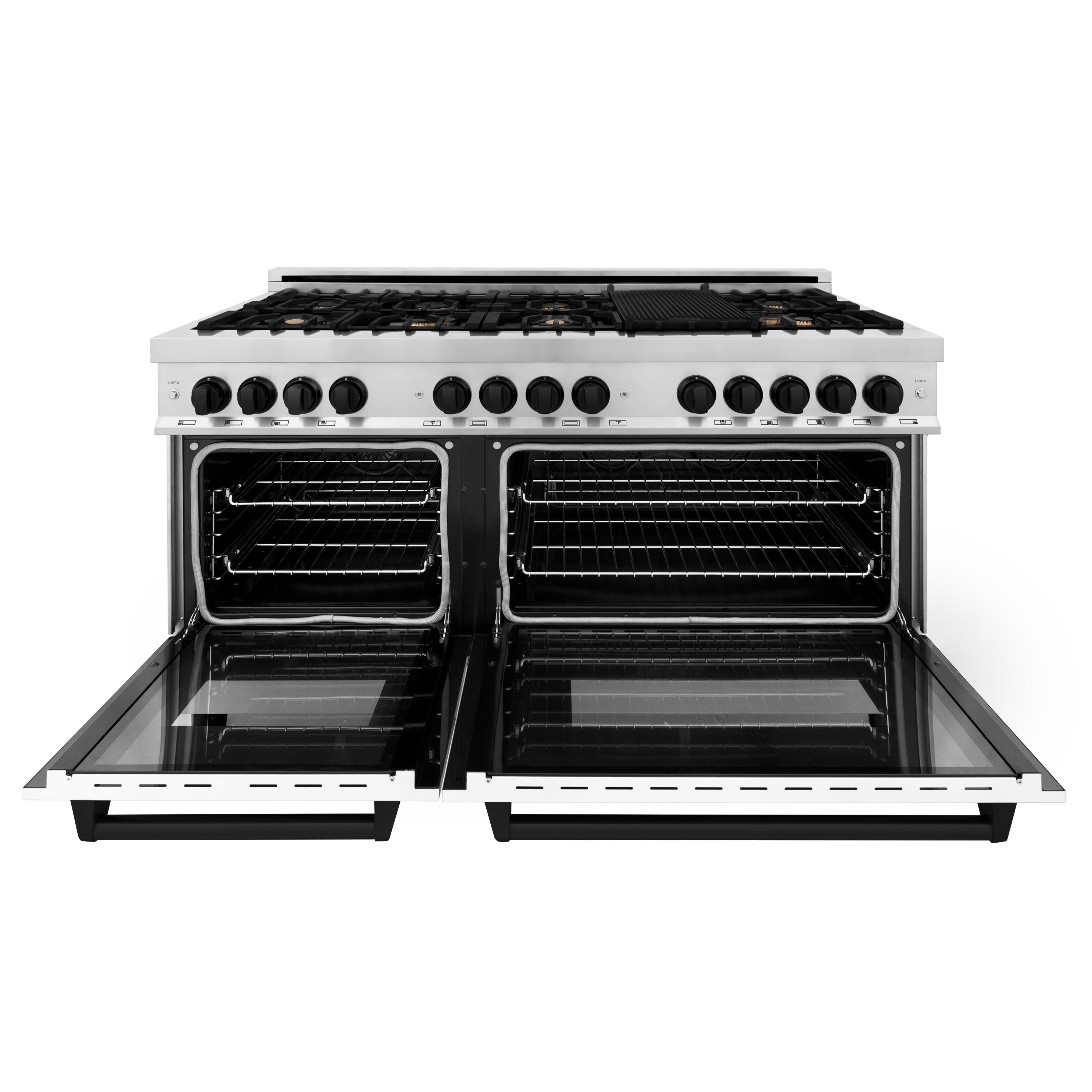 ZLINE Autograph Edition 60 in. 7.4 cu. ft. Legacy Dual Fuel Range with 9 Burner Gas Cooktop and 2 Electric Convection Ovens in Stainless Steel and Champagne Bronze Accents (RAZ-60-CB)