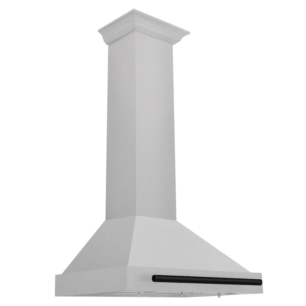ZLINE Autograph Edition 30 in. Convertible Satin Stainless Steel Wall Mount Range Hood with Matte Black Handle (KB4SNZ-30-MB)