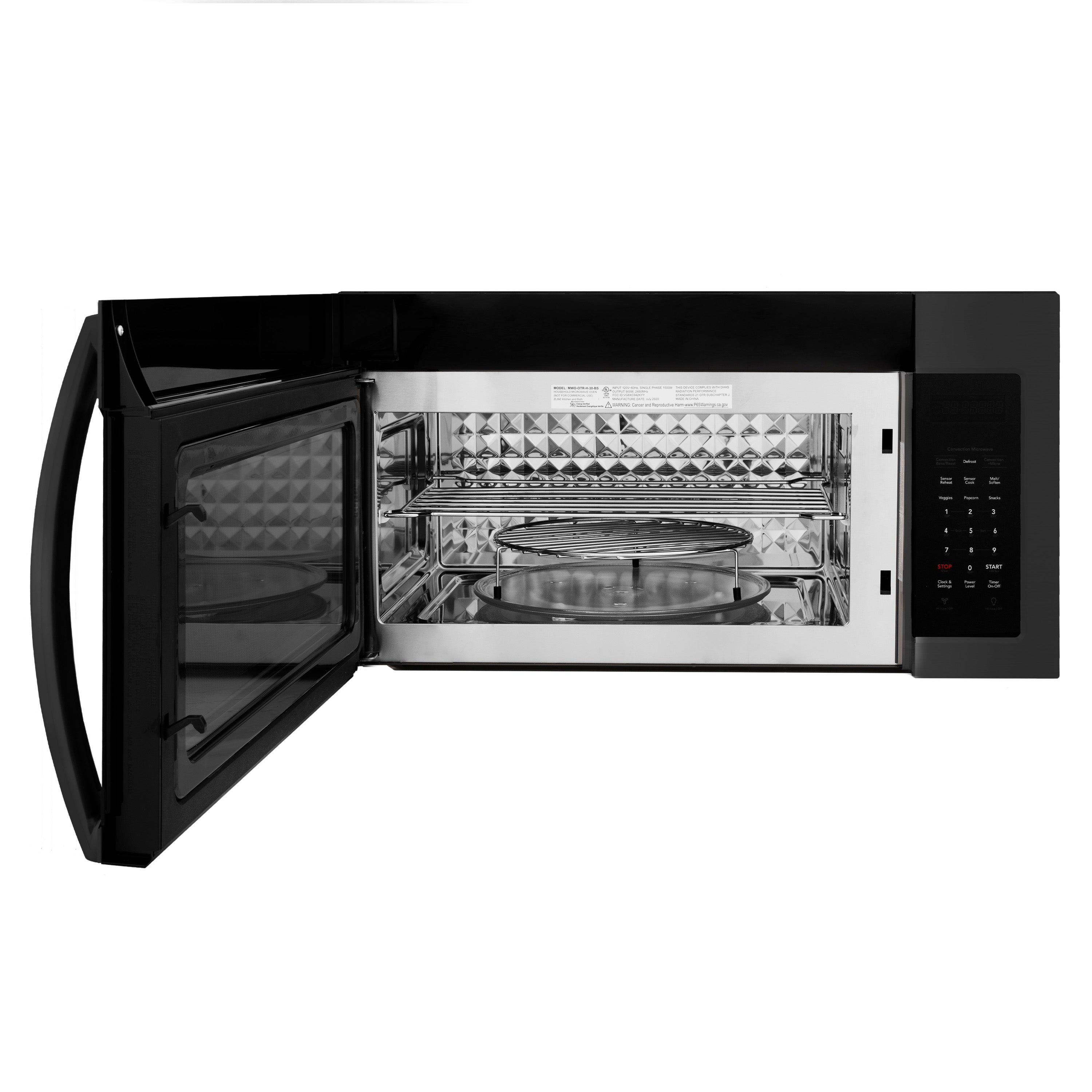 ZLINE 1.5 cu. 30ft. Over the Range Convection Microwave Oven in Black Stainless Steel with Modern Handle and Sensor Cooking