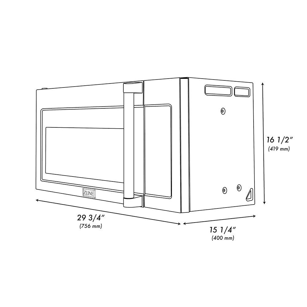 ZLINE 1.5 cu. ft. Over the Range Convection Microwave Oven in Black Stainless Steel with Traditional Handle and Sensor Cooking