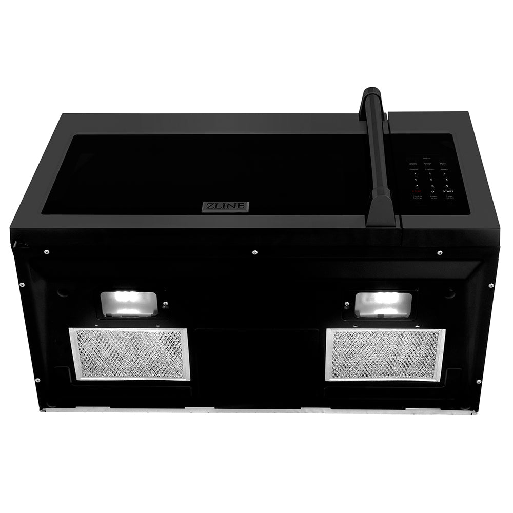 ZLINE 1.5 cu. ft. Over the Range Convection Microwave Oven in Black Stainless Steel with Traditional Handle and Sensor Cooking