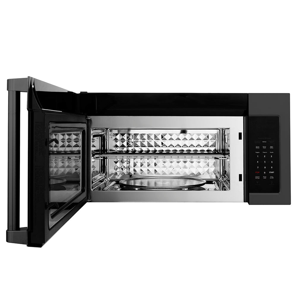 ZLINE 1.5 cu. ft. Over the Range Convection Microwave Oven in Black Stainless Steel with Traditional Handle and Sensor Cooking
