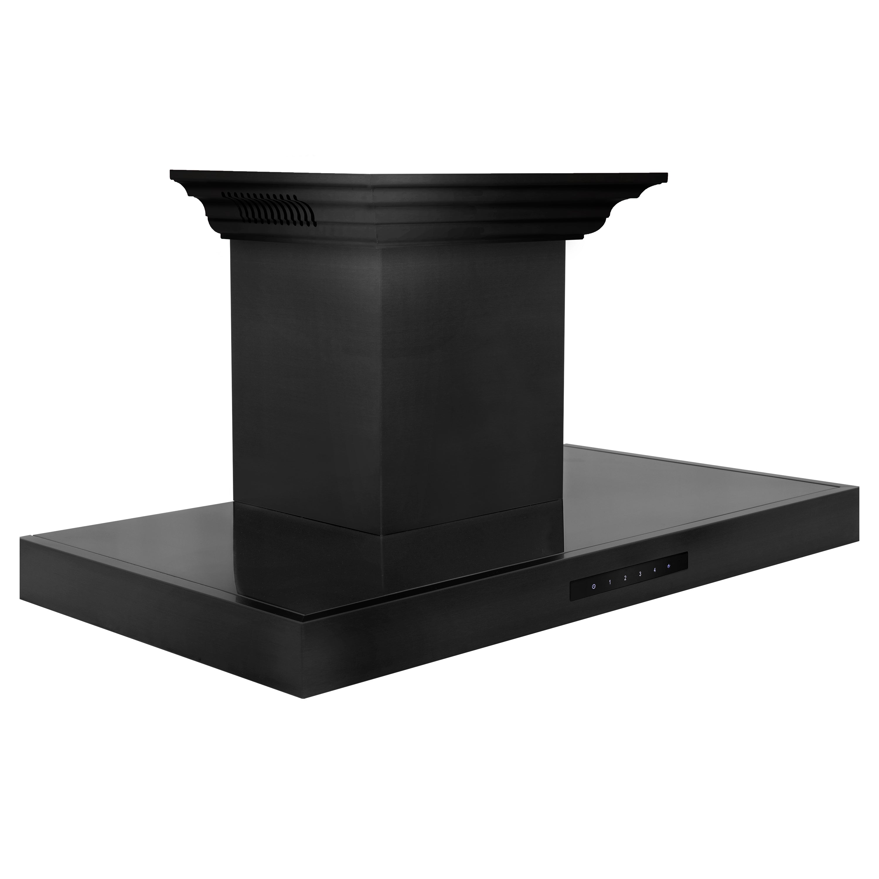 36" ZLINE CrownSoundâ¢Ducted Vent Wall Mount Range Hood in Black Stainless Steel with Built-in Bluetooth Speakers (BSKENCRN-BT-36)