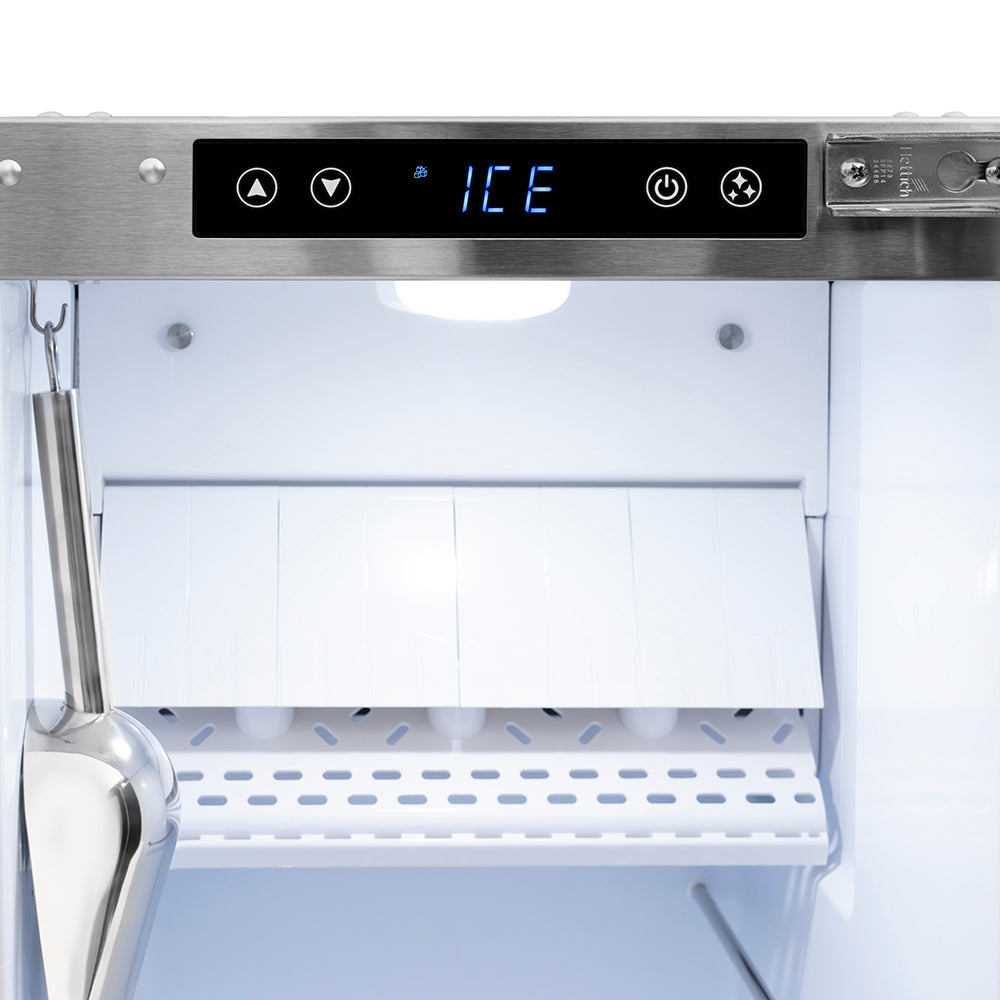 ZLINE Autograph Edition 15 in. Touchstone Gourmet Ice Maker with Drain Pump and Black Stainless Steel Door with Polished Gold Helix Handle (IGMDZ-BS-15-KG)