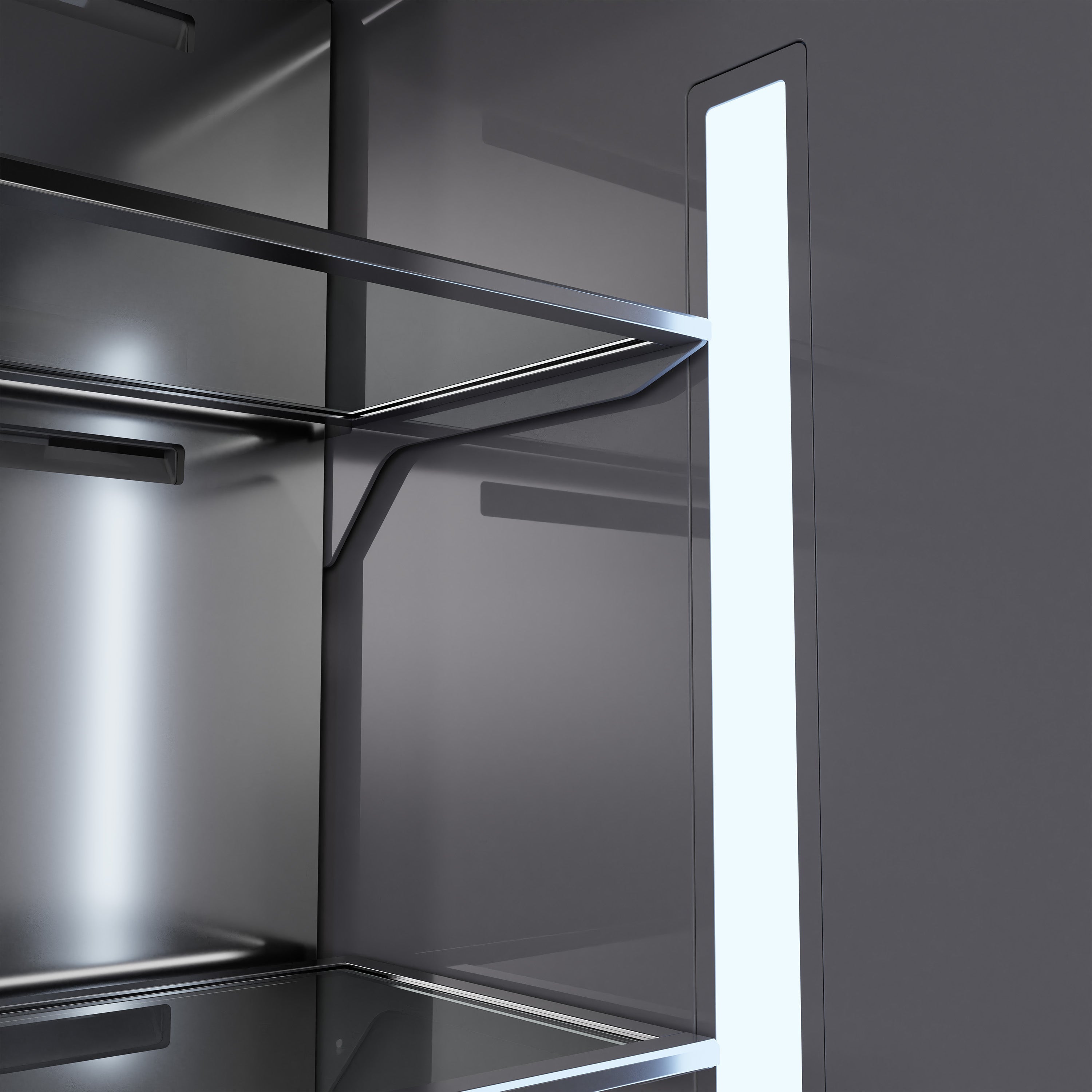 ZLINE 36 in. 19.8 cu. ft. Built-In Bottom Freezer Refrigerator with Water Dispenser and Ice Maker in Black Stainless Steel with Graphite Gray Interior (GRBIT-BS-36)