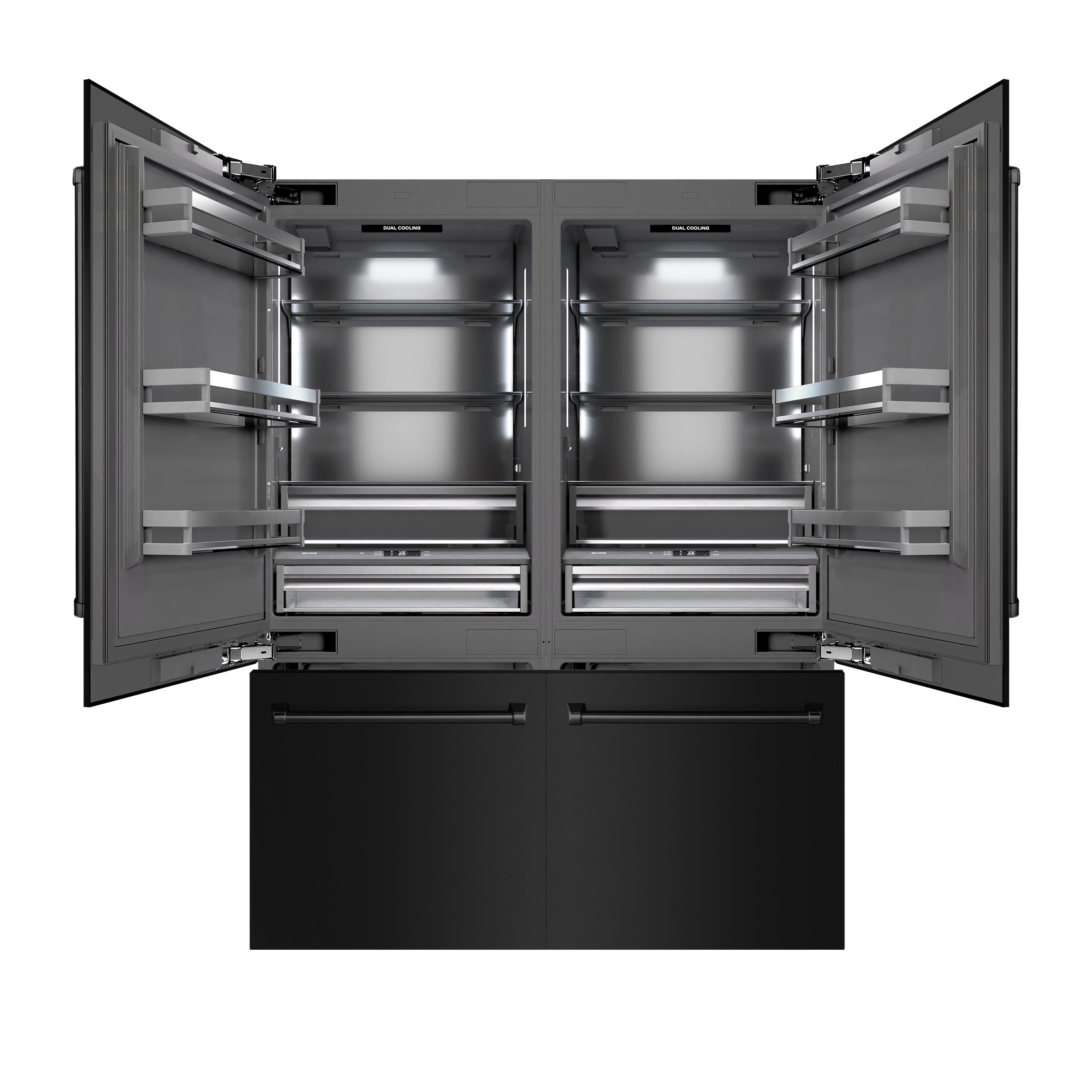 ZLINE 60 in. 32.2 cu. ft. French Door Built-In Bottom Freezer Refrigerator with Water Dispensers and Ice Makers in Black Stainless Steel with Graphite Gray Interior (GRBIV-BS-60)