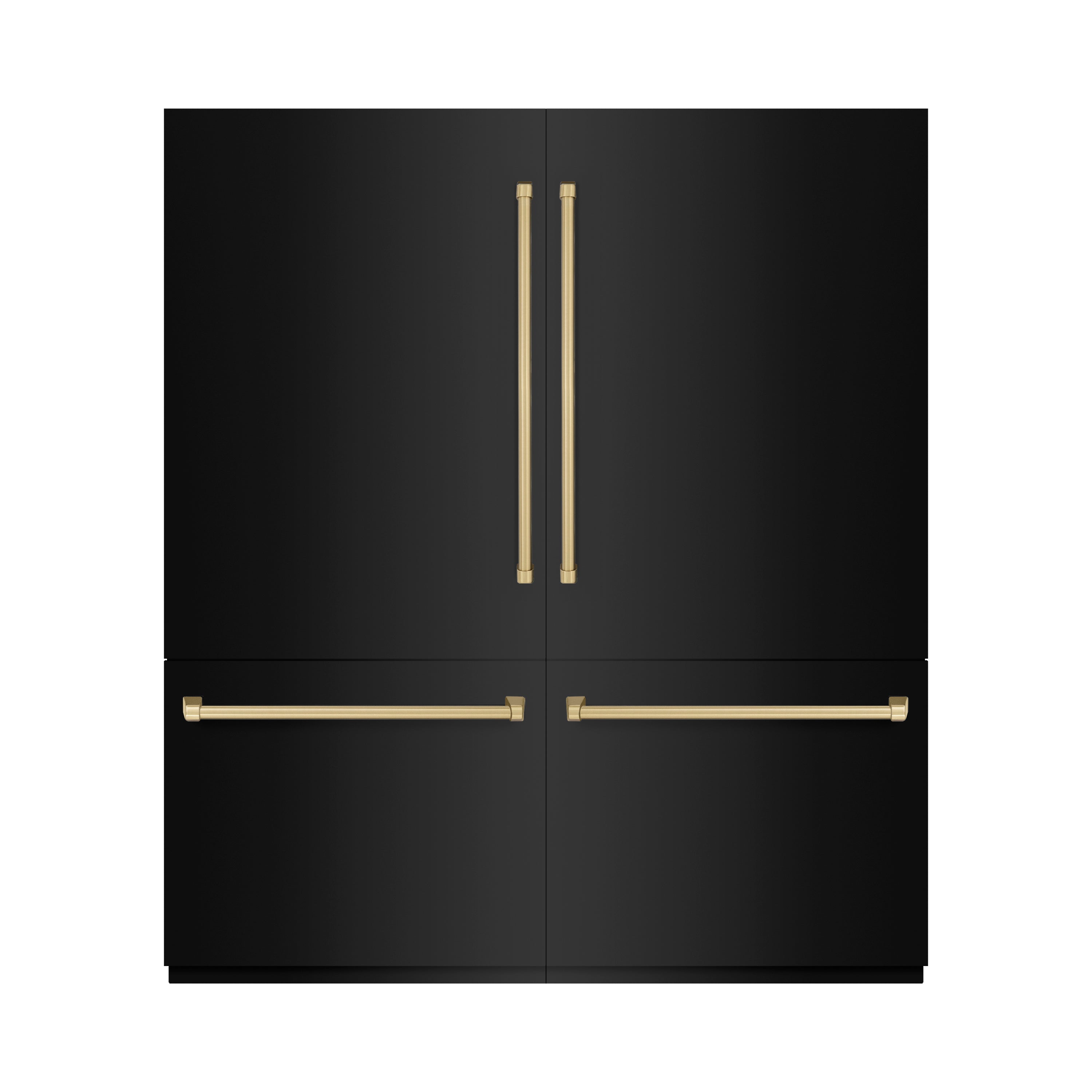 ZLINE Autograph Edition 72 in. 39.6 cu. ft. French Door Built-In Bottom Freezer Refrigerator with Water Dispensers and Ice Makers in Black Stainless Steel and Champagne Bronze Accents (RBITZ-BS-72-CB)
