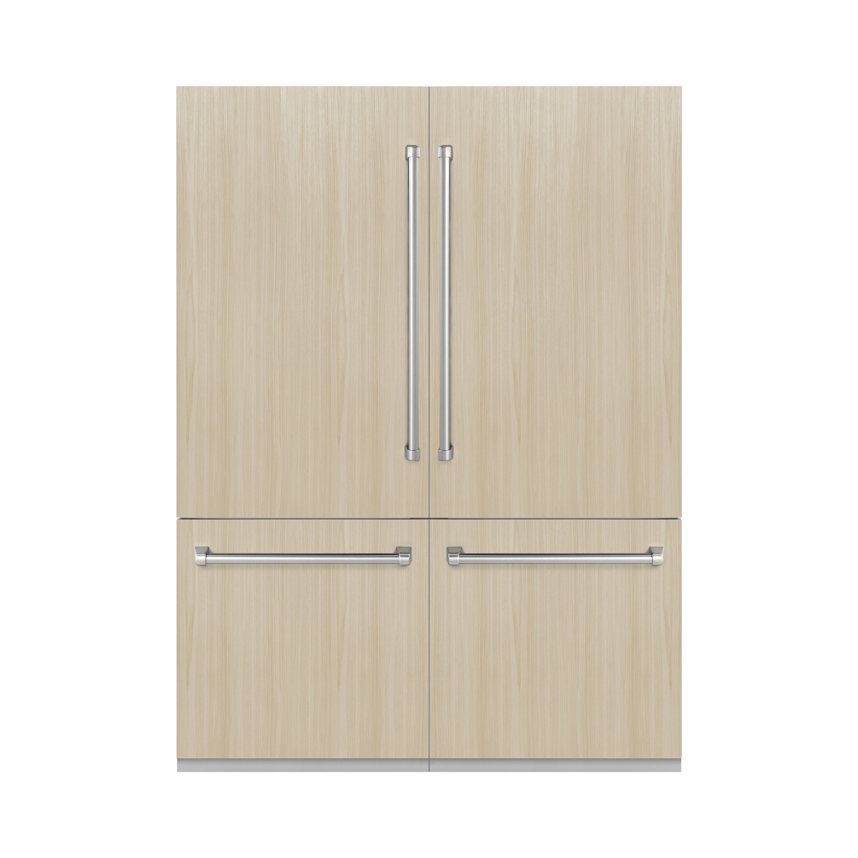 ZLINE 60 in. 32.2 cu. ft. Panel Ready French Door Built-In Bottom Freezer Refrigerator with Water Dispensers and Ice Makers with Graphite Gray Interior (GRBIV-60)