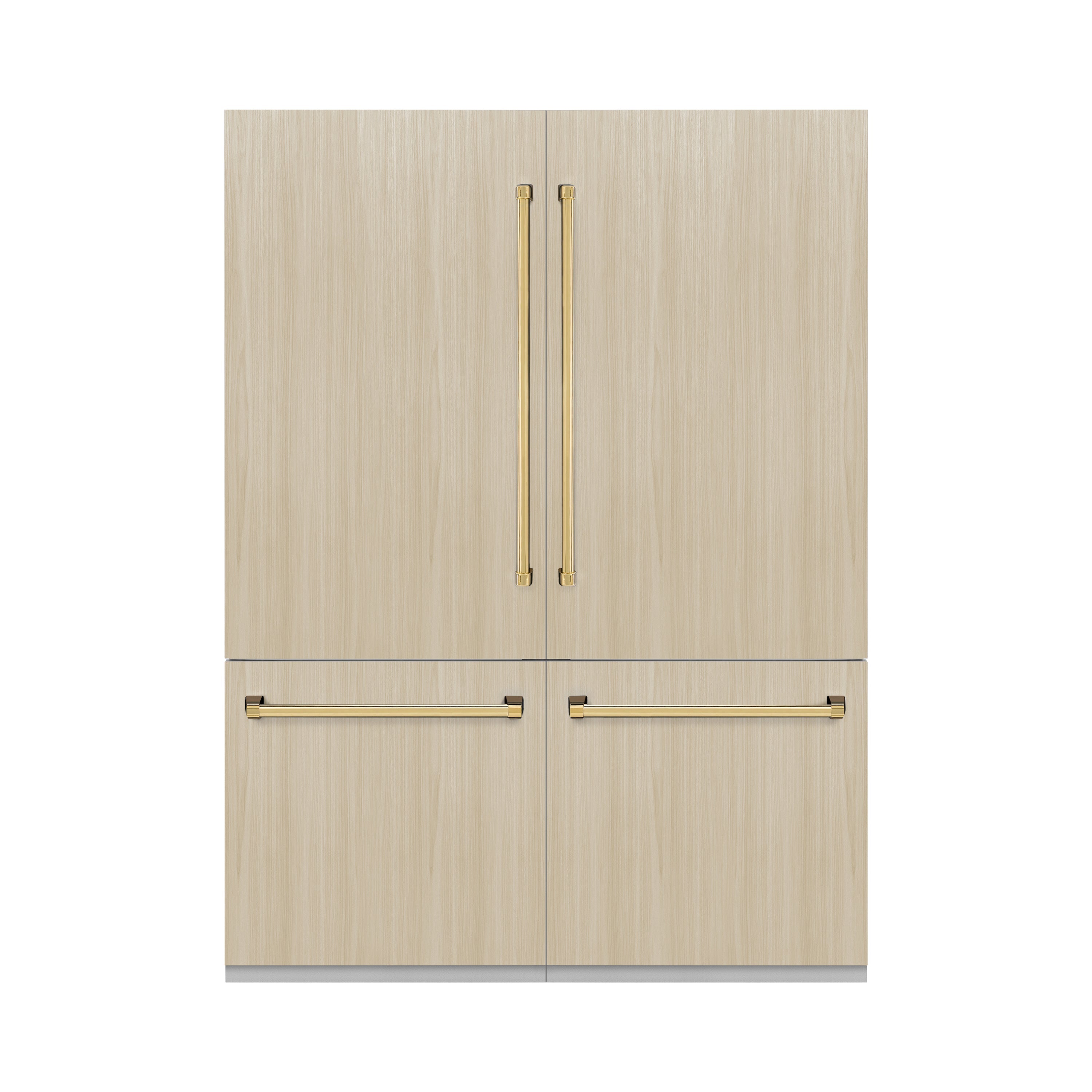 ZLINE Autograph Edition 60 in. 32.2 cu. ft. Panel Ready French Door Built-In Bottom Freezer Refrigerator with Water Dispenser and Ice Maker with Graphite Gray Interior and Polished Gold Accents (GRBIVZ-60-G)