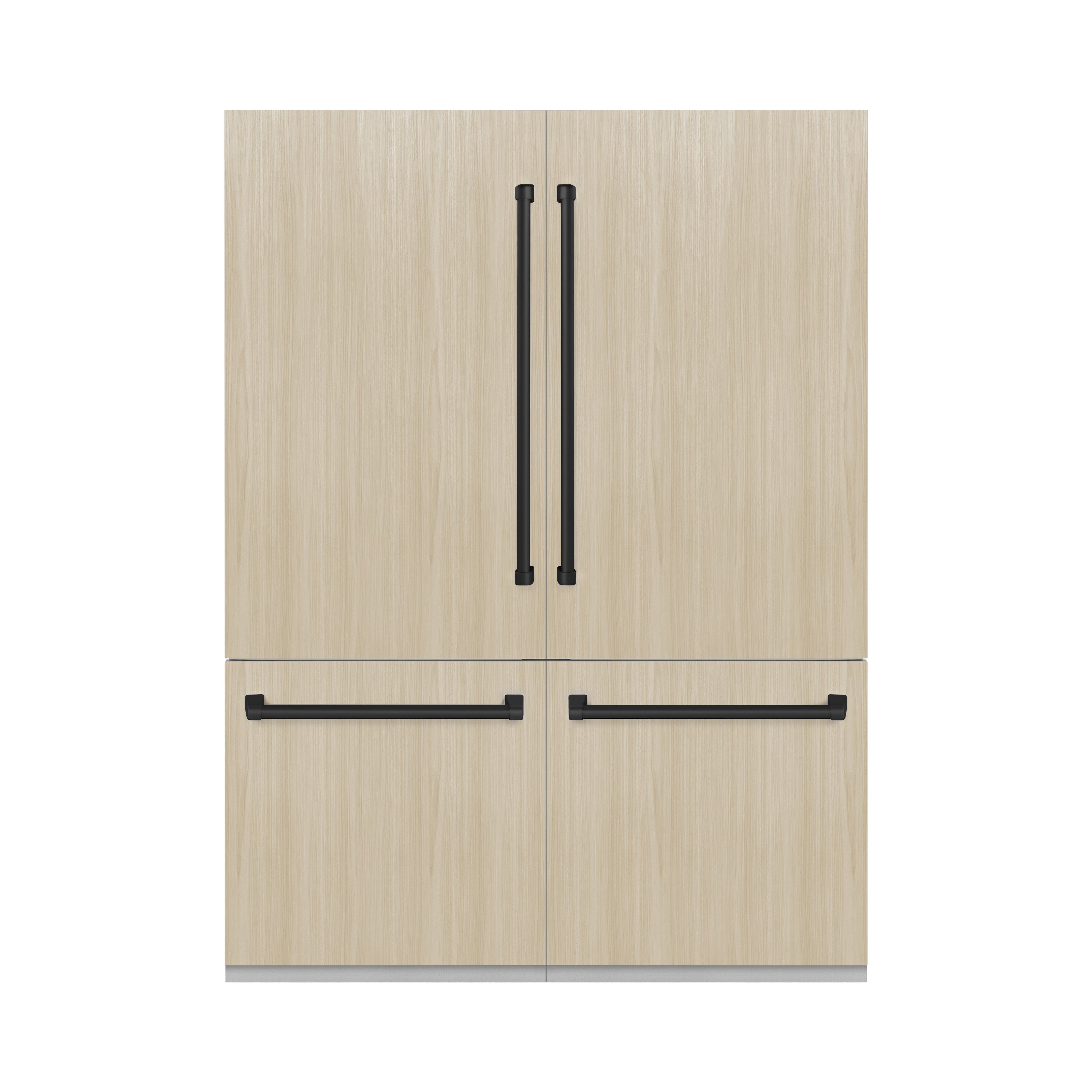 ZLINE Autograph Edition 60 in. 32.2 cu. ft. Panel Ready French Door Built-In Bottom Freezer Refrigerator with Water Dispenser and Ice Maker with Graphite Gray Interior and Matte Black Accents (GRBIVZ-60-MB)