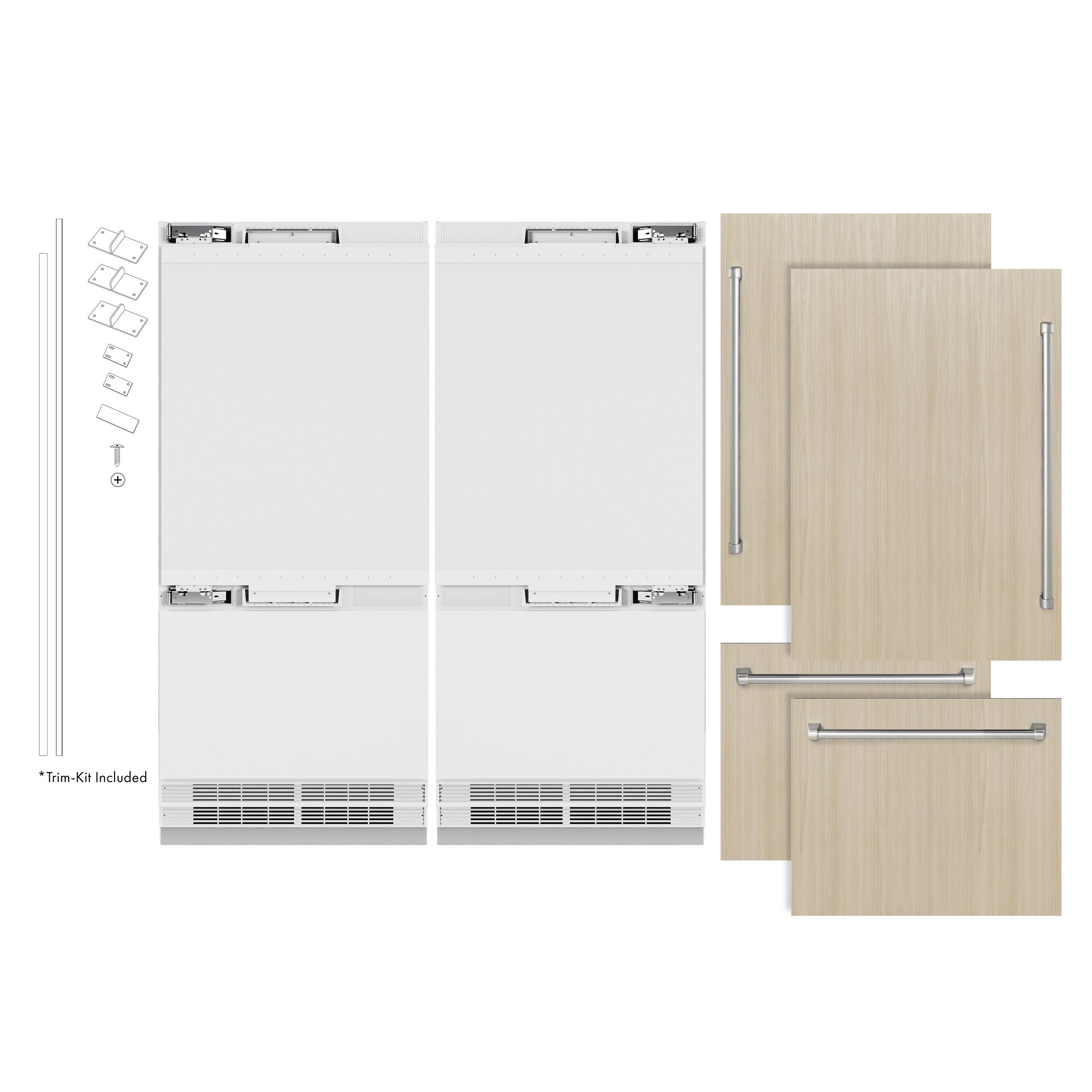 ZLINE 72 in. 39.6 cu. ft. Panel Ready French Door Built-In Bottom Free