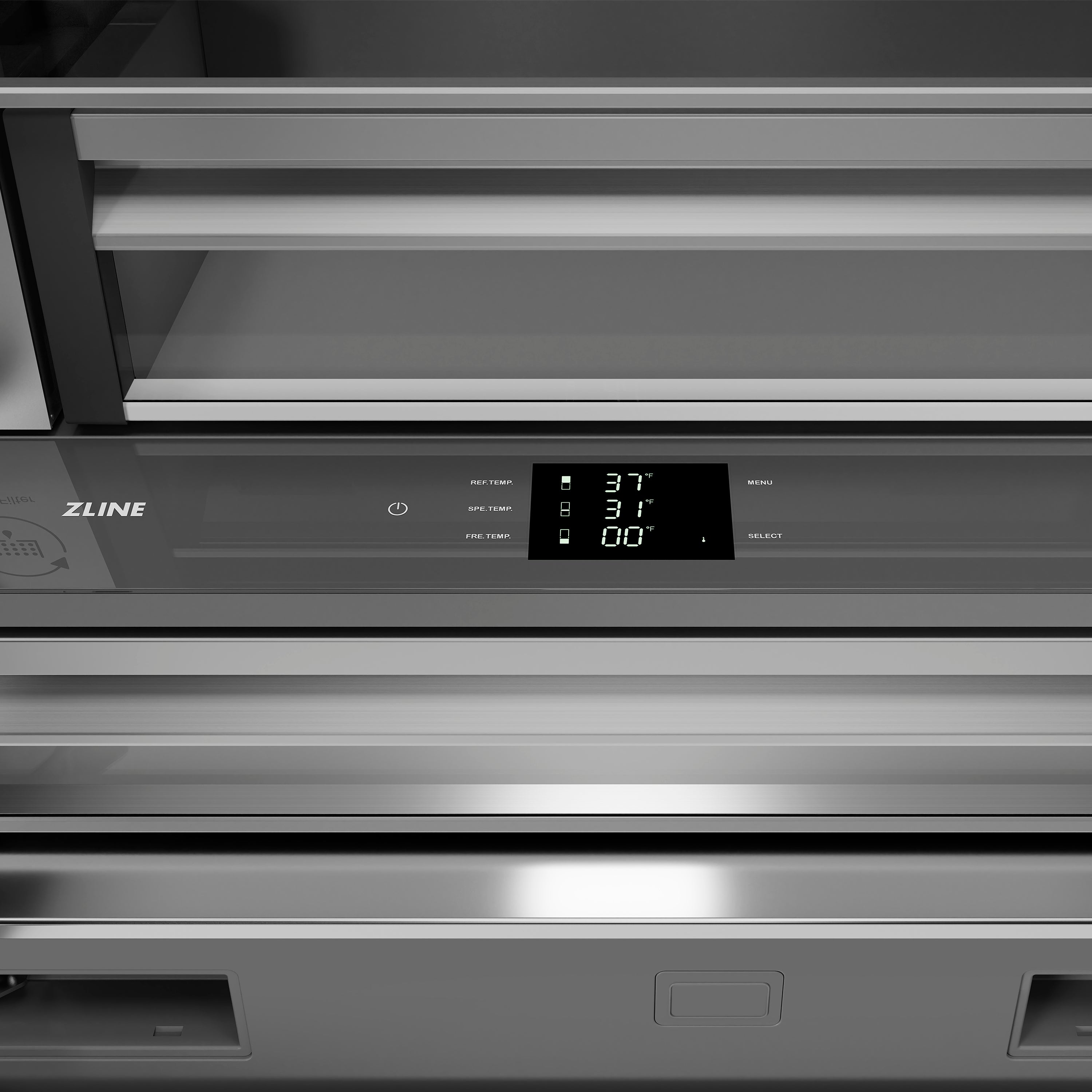 ZLINE Autograph Edition 36 in. 19.6 cu. ft. Panel Ready French Door Built-In Bottom Freezer Refrigerator with Water Dispenser and Ice Maker with Stainless Steel Interior and Matte Black Accents (SRBIVZ-36-MB)