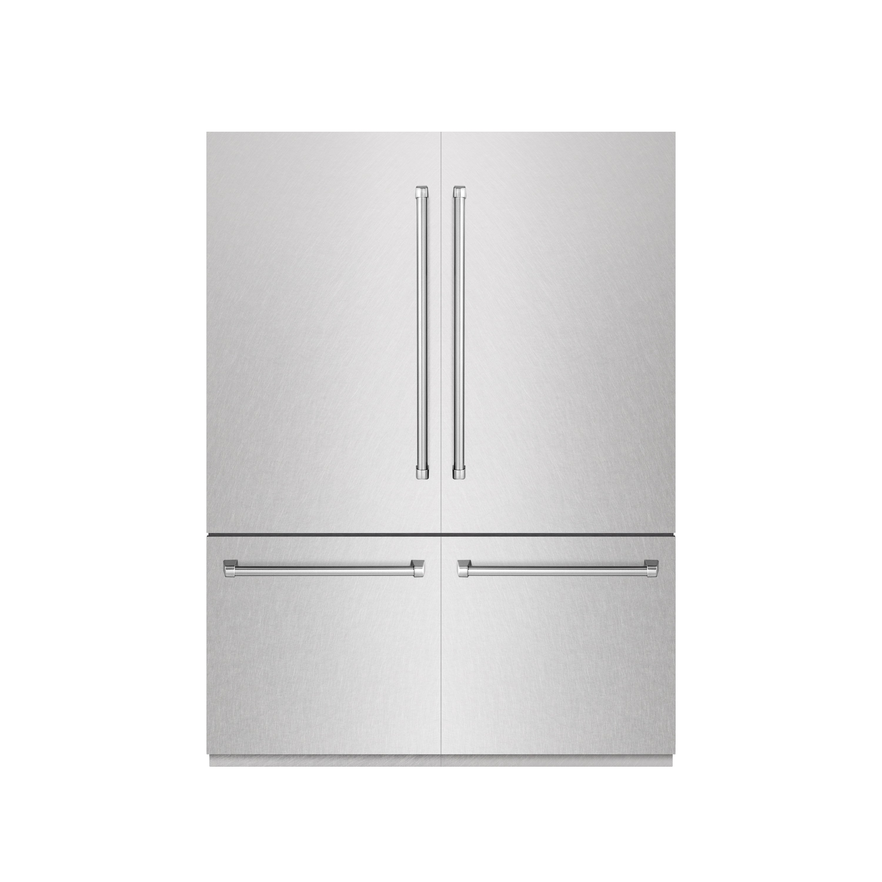 ZLINE 60 in. 32.2 cu. ft. French Door Built-In Bottom Freezer Refrigerator with Water Dispensers and Ice Makers in DuraSnow® Stainless Steel with Graphite Gray Interior (GRBIV-SN-60)