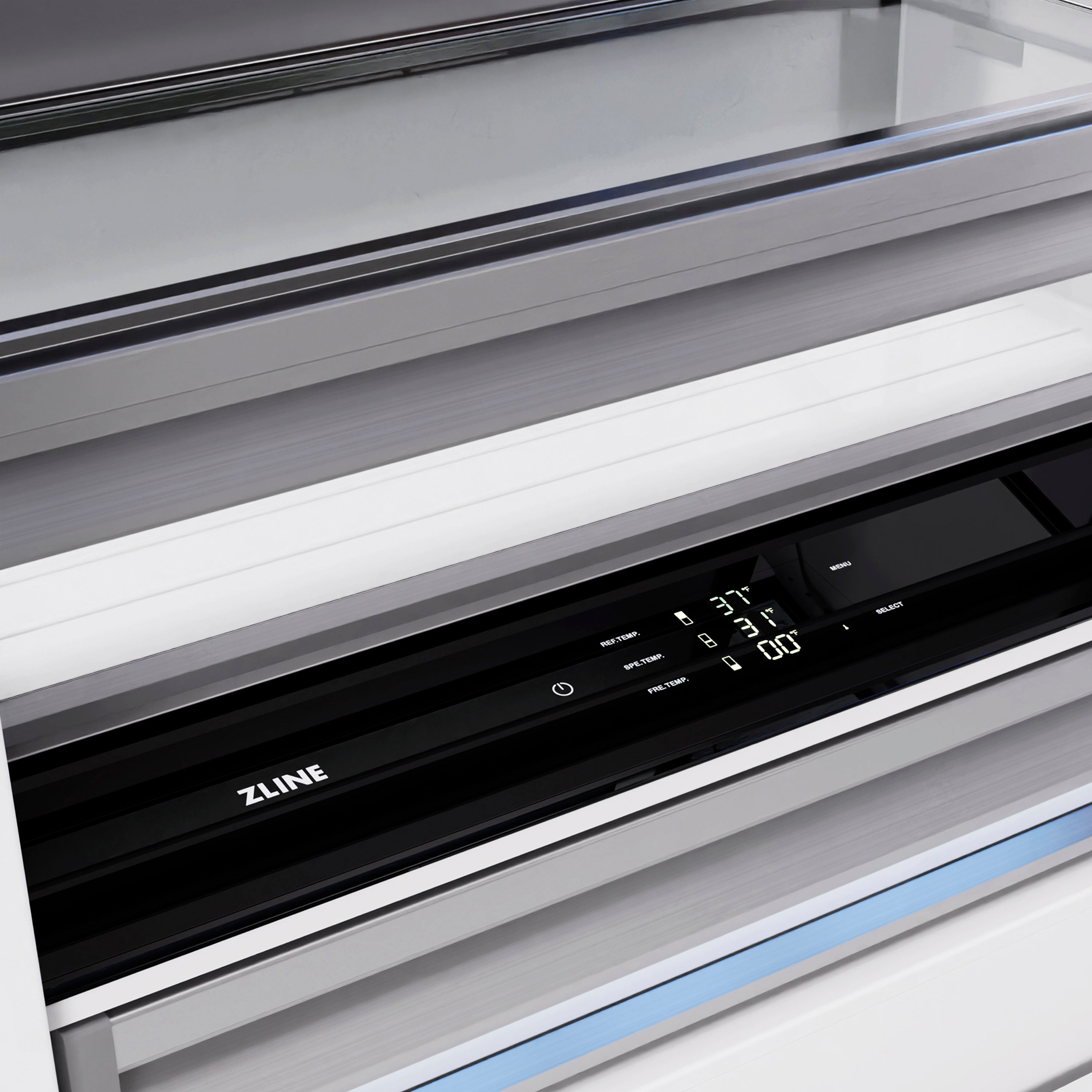 ZLINE Autograph Edition 72 in. 39.6 cu. ft. French Door Built-In Bottom Freezer Refrigerator with Water Dispensers and Ice Makers in DuraSnow® Stainless Steel and Matte Black Accents (RBITZ-SN-72-MB)