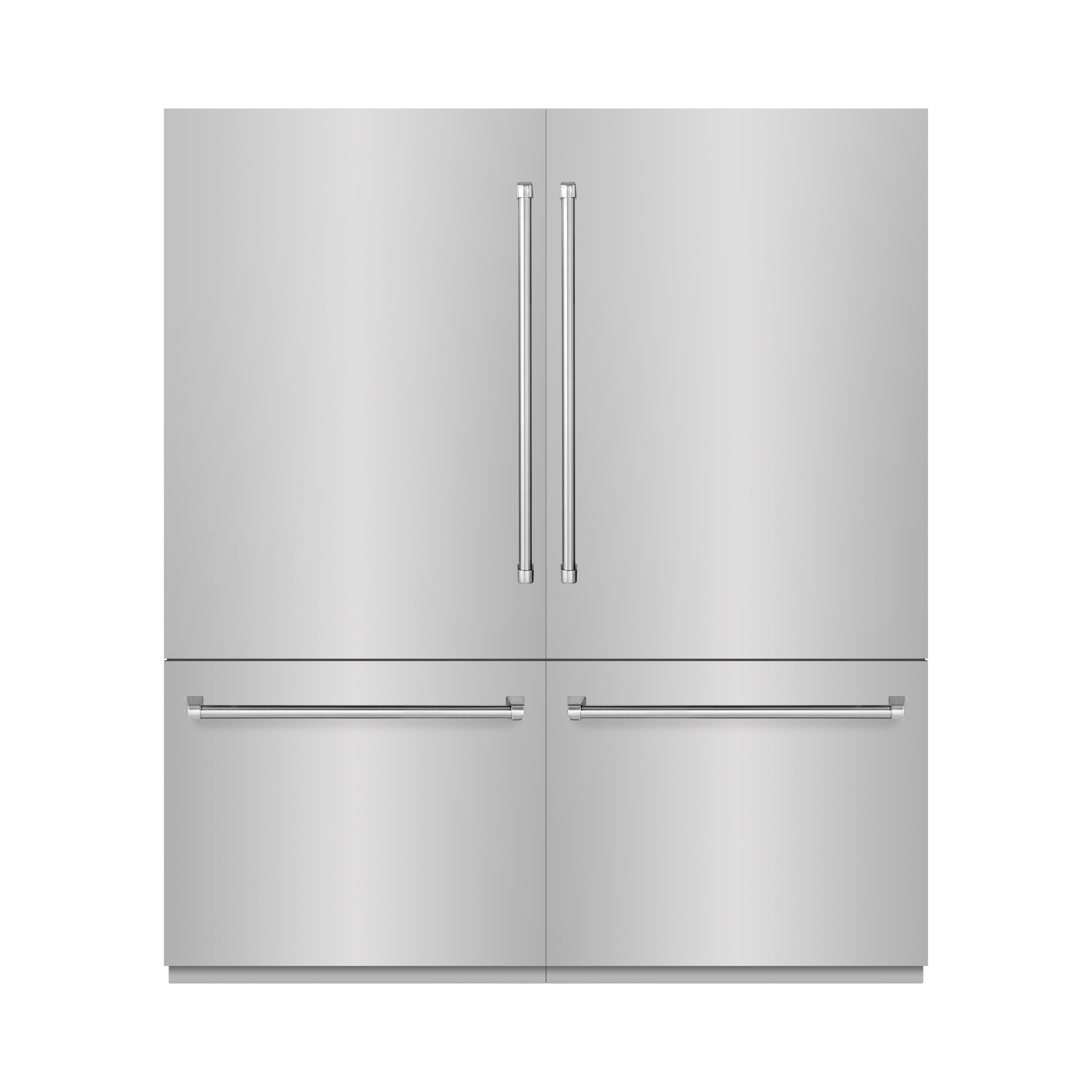 ZLINE 72 in. 39.6 cu. ft. French Door Built-In Bottom Freezer Refrigerator with Water Dispensers and Ice Makers in Stainless Steel with Graphite Gray Interior (GRBIT-304-72)