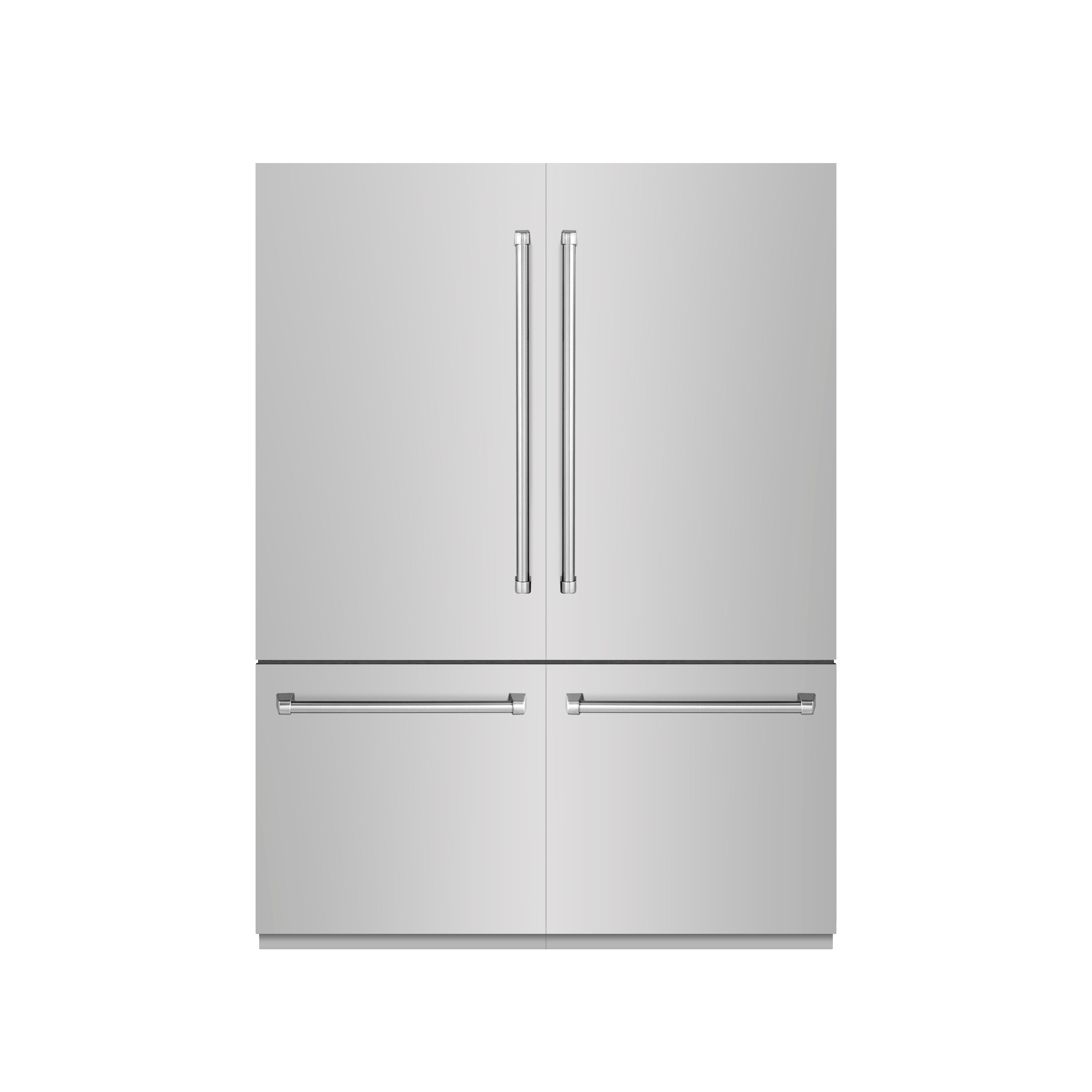 ZLINE 60 in. 32.2 cu. ft. French Door Built-In Bottom Freezer Refrigerator with Water Dispensers and Ice Makers in Stainless Steel with Graphite Gray Interior (GRBIV-304-60)