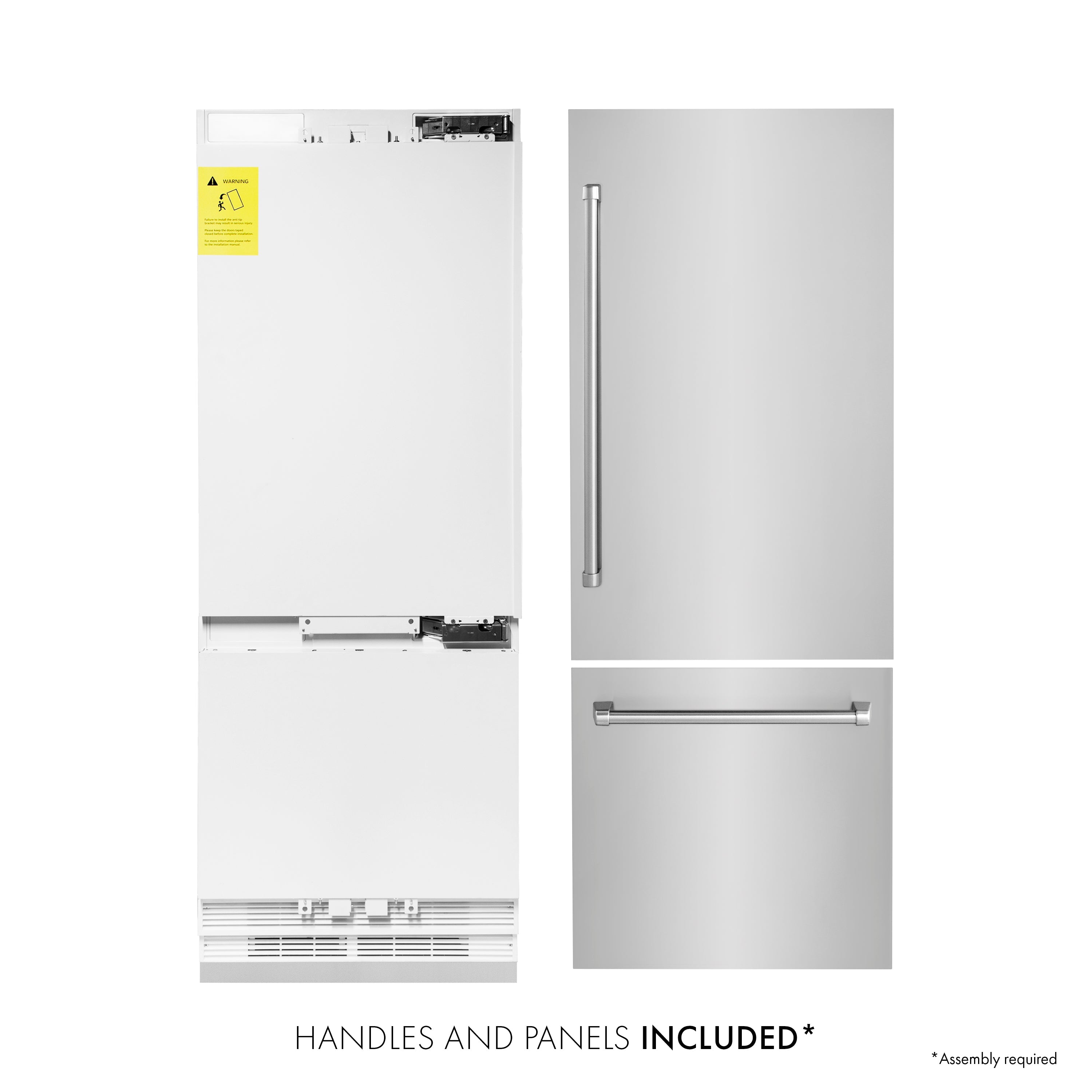 ZLINE 30 in. 16.1 cu. ft. Built-In Bottom Freezer Refrigerator with Water Dispenser and Ice Maker in Stainless Steel (RBIV-304-30)