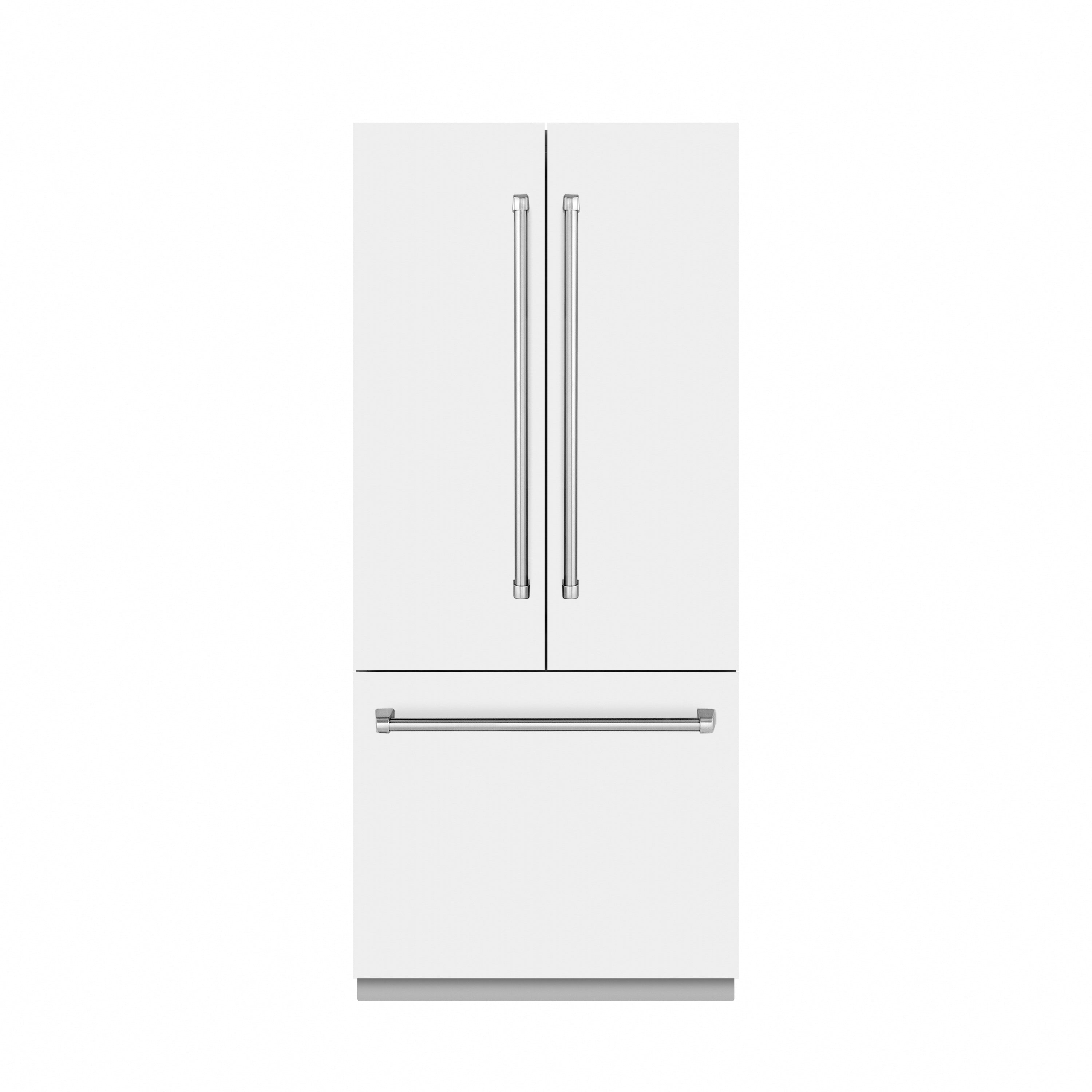 ZLINE 36 in. 19.6 cu. ft. French Door Built-In Bottom Freezer Refrigerator with Water Dispenser and Ice Maker in White Matte with Graphite Gray Interior (GRBIV-WM-36)