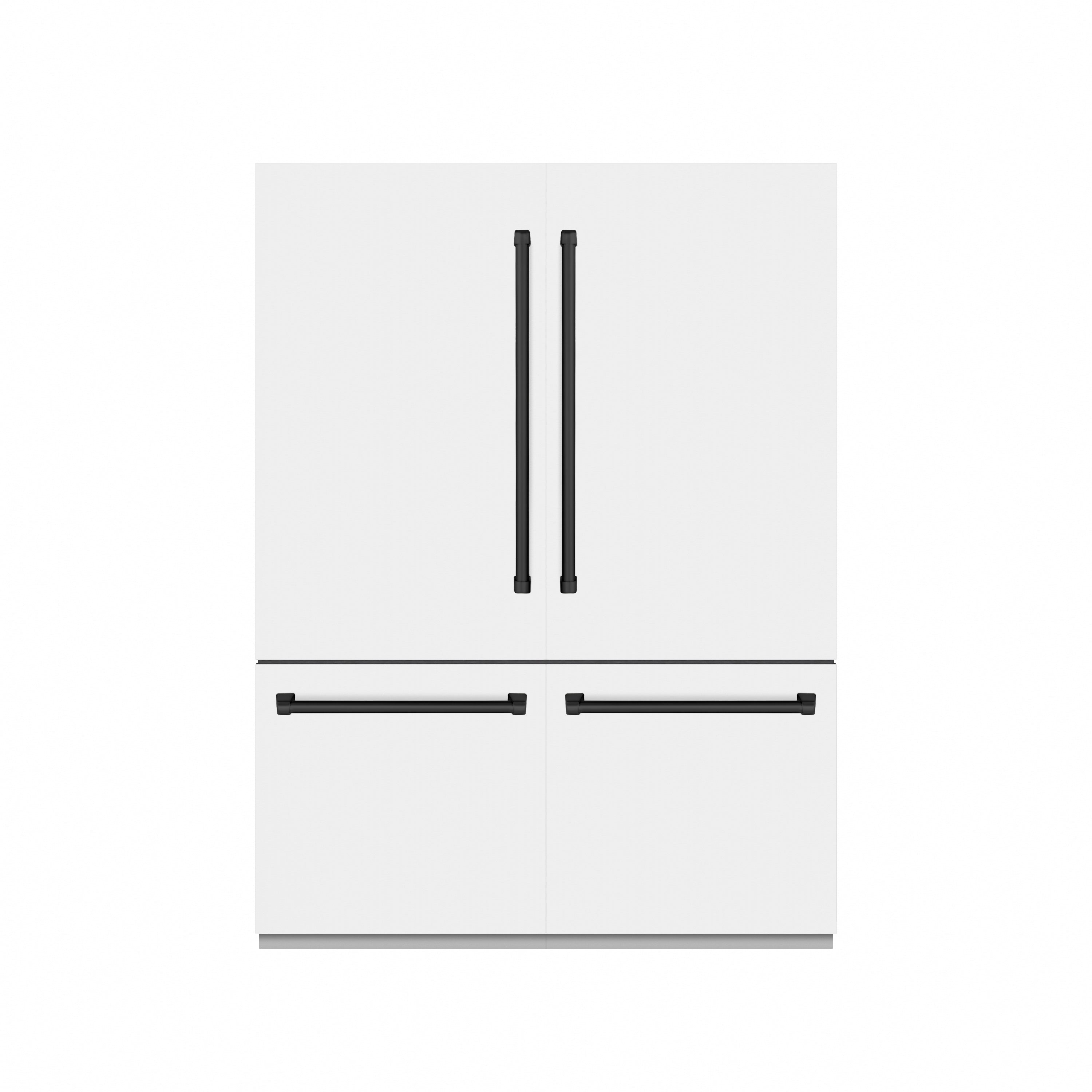 ZLINE Autograph Edition 60 in. 32.2 cu. ft. French Door Built-In Bottom Freezer Refrigerator with Water Dispenser and Ice Maker in White Matte with Graphite Gray Interior and Matte Black Accents (GRBIVZ-WM-60-MB)