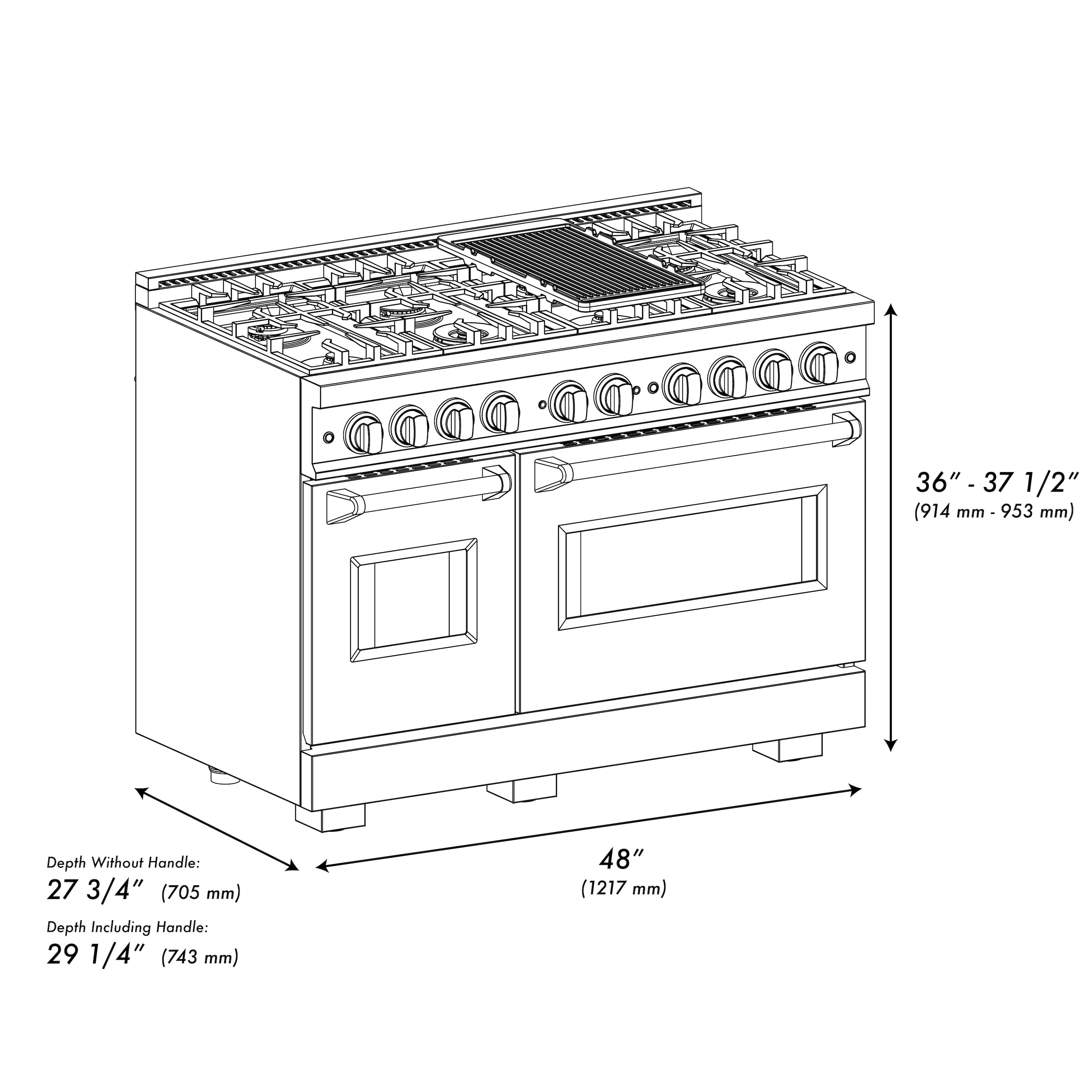 ZLINE 48 in. 6.7 cu. ft. Classic Double Oven Dual Fuel Range in Satin Stainless Steel with 8 Brass Burners (CDRS-BR-48)