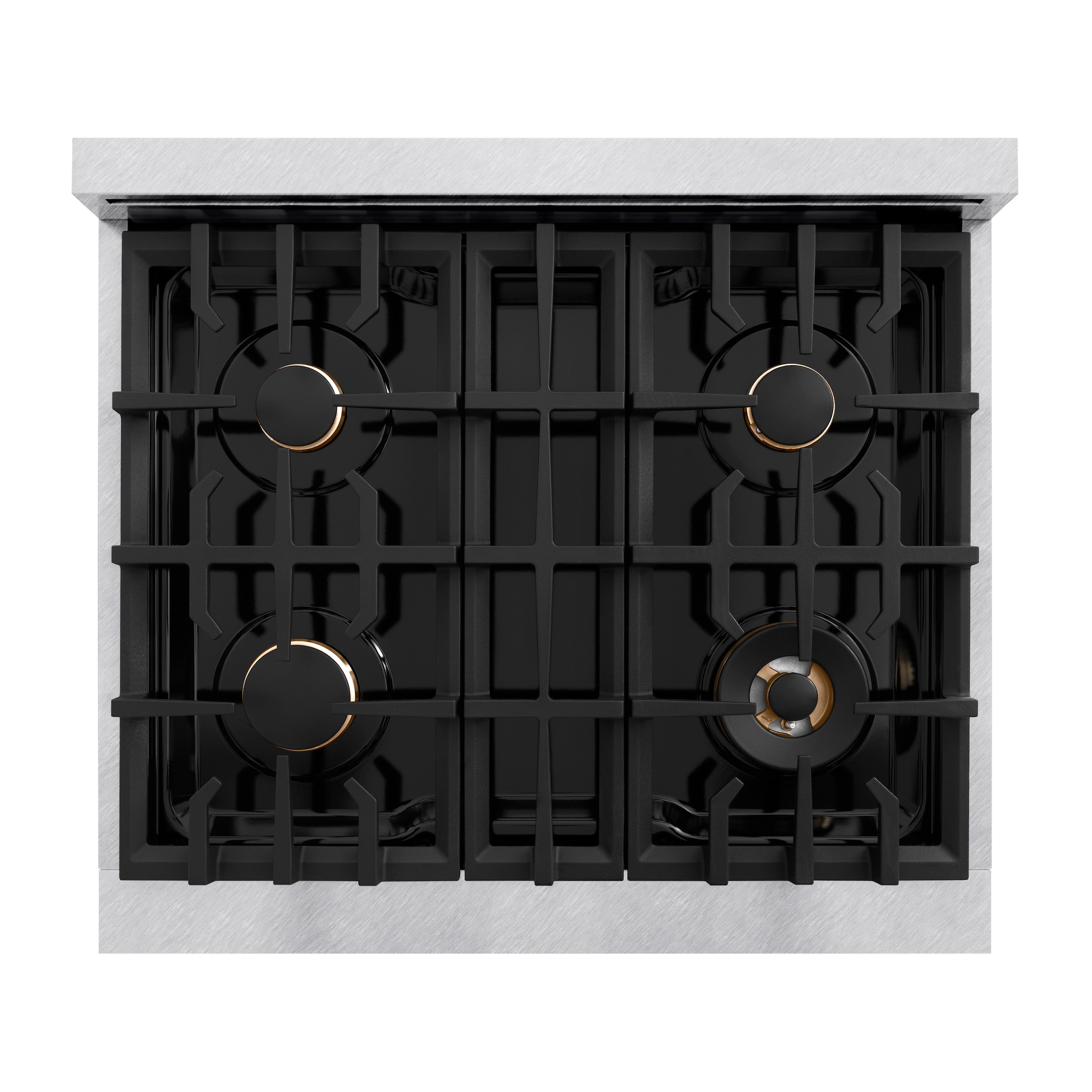 ZLINE Autograph Edition 30 in. 4.2 cu. ft. Classic Dual Fuel Range with 4 Burner Gas Cooktop and Electric Convection Oven in Satin Stainless Steel with Champagne Bronze Accents (CDRSZ-30-CB)