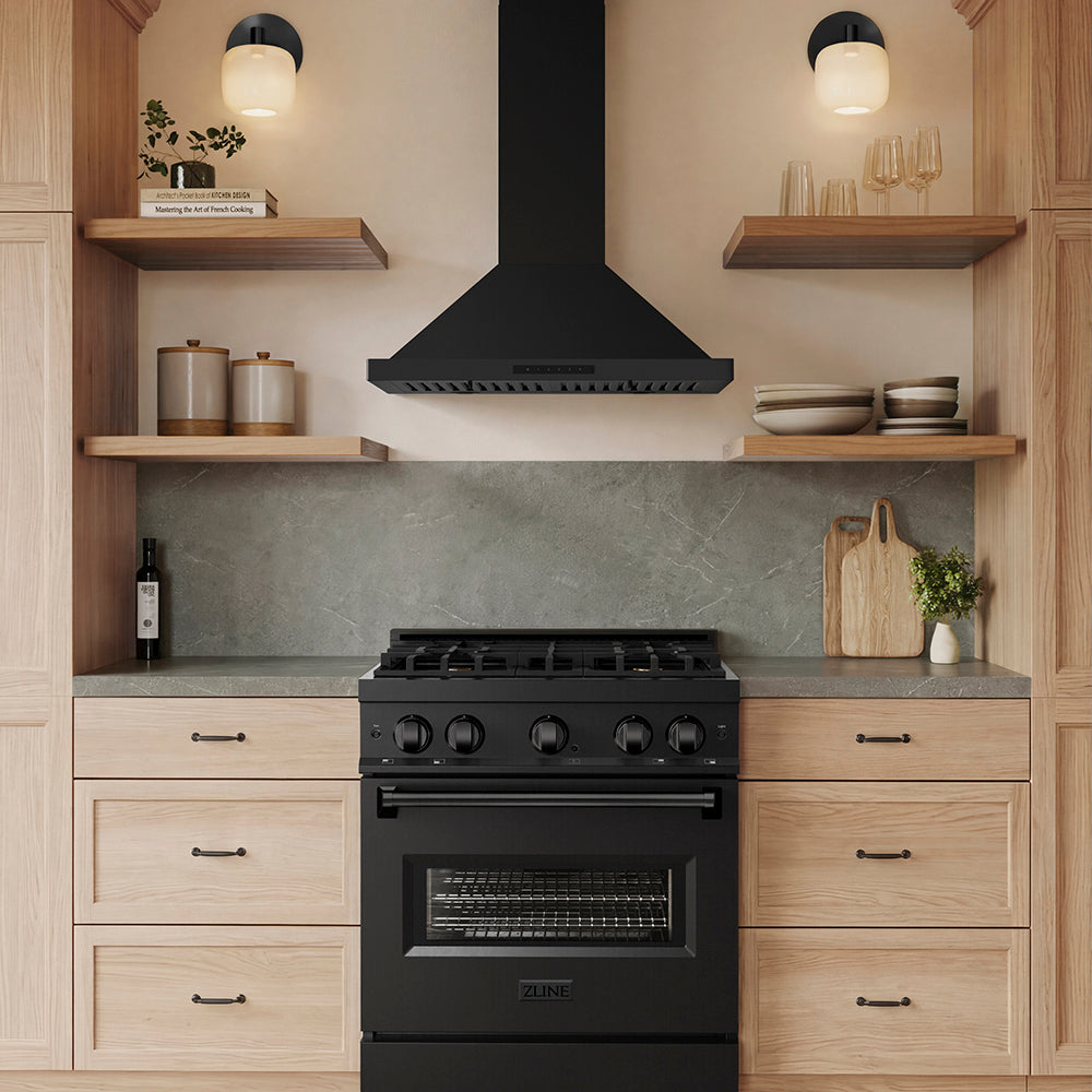 ZLINE 30 in. Convertible Vent Wall Mount Range Hood in Black Stainless Steel (BSKBN-30)