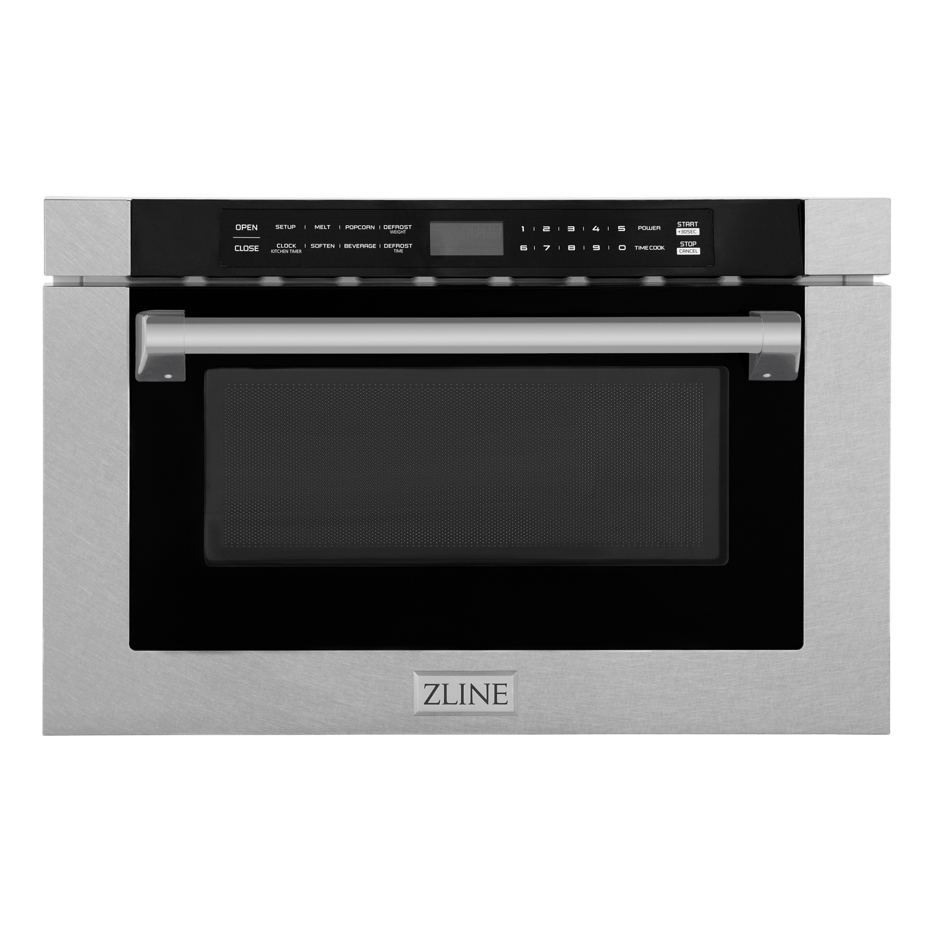 ZLINE Autograph Edition 24" 1.2 cu. ft. Built-in Microwave Drawer with a Traditional Handle in Fingerprint Resistant Stainless Steel and Champagne Bronze Accents