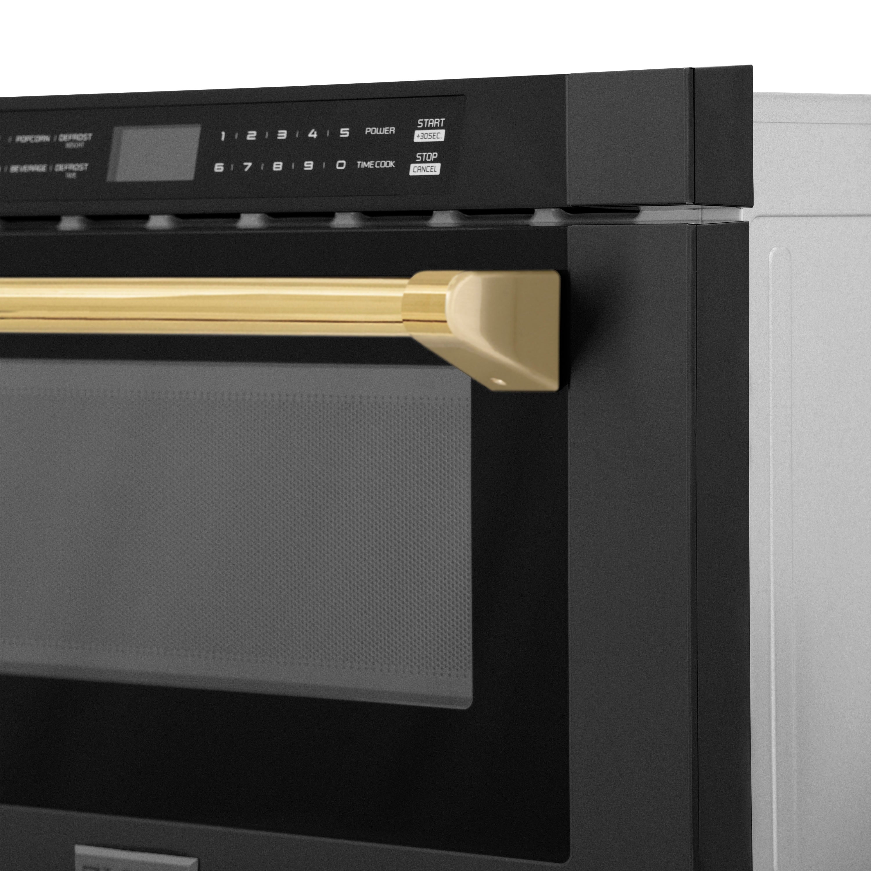 ZLINE Autograph Edition 24" 1.2 cu. ft. Built-in Microwave Drawer in Black Stainless Steel and Polished Gold Accents