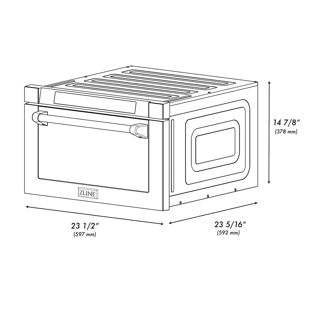 ZLINE Autograph Edition 24 in. 1.2 cu. ft. Built-in Microwave Drawer in Stainless Steel and Polished Gold Helix Handle (MWDZ-1-H-KG)