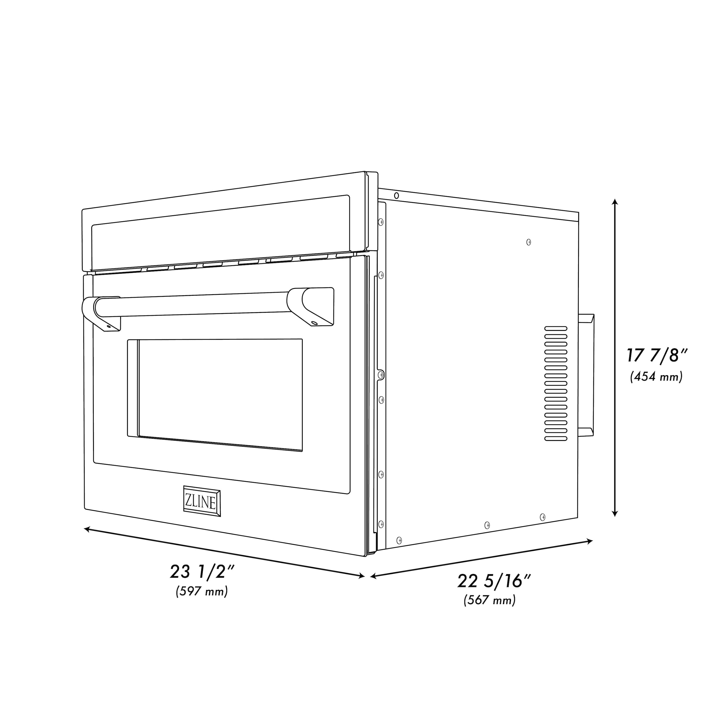 ZLINE Autograph Edition 24" 1.6 cu ft. Built-in Convection Microwave Oven in Fingerprint Resistant Stainless Steel with Matte Black Accents (MWOZ-24-SS-MB)