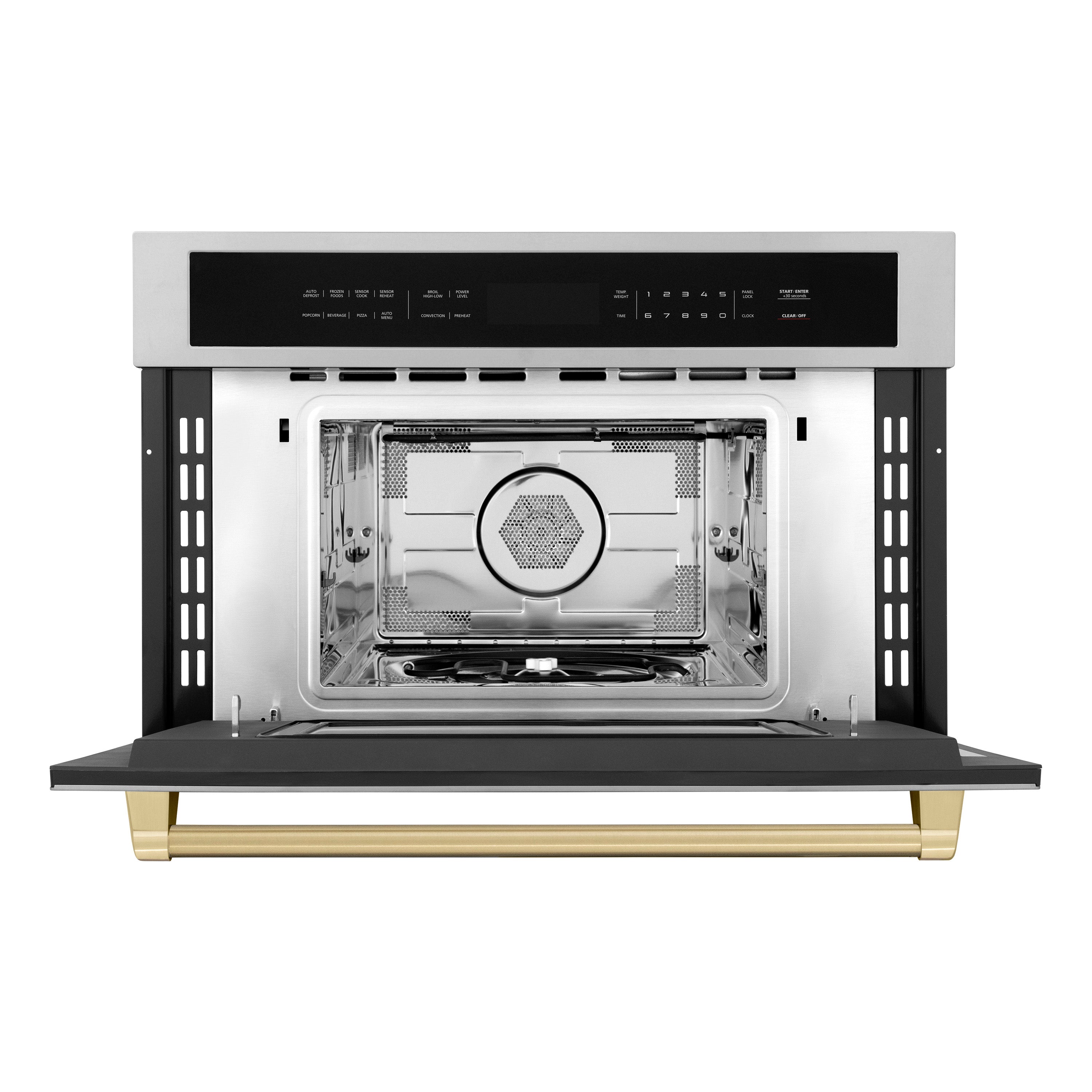 ZLINE Autograph Edition 30â€ 1.6 cu ft. Built-in Convection Microwave Oven in Stainless Steel and Champagne Bronze Accents (MWOZ-30-CB)