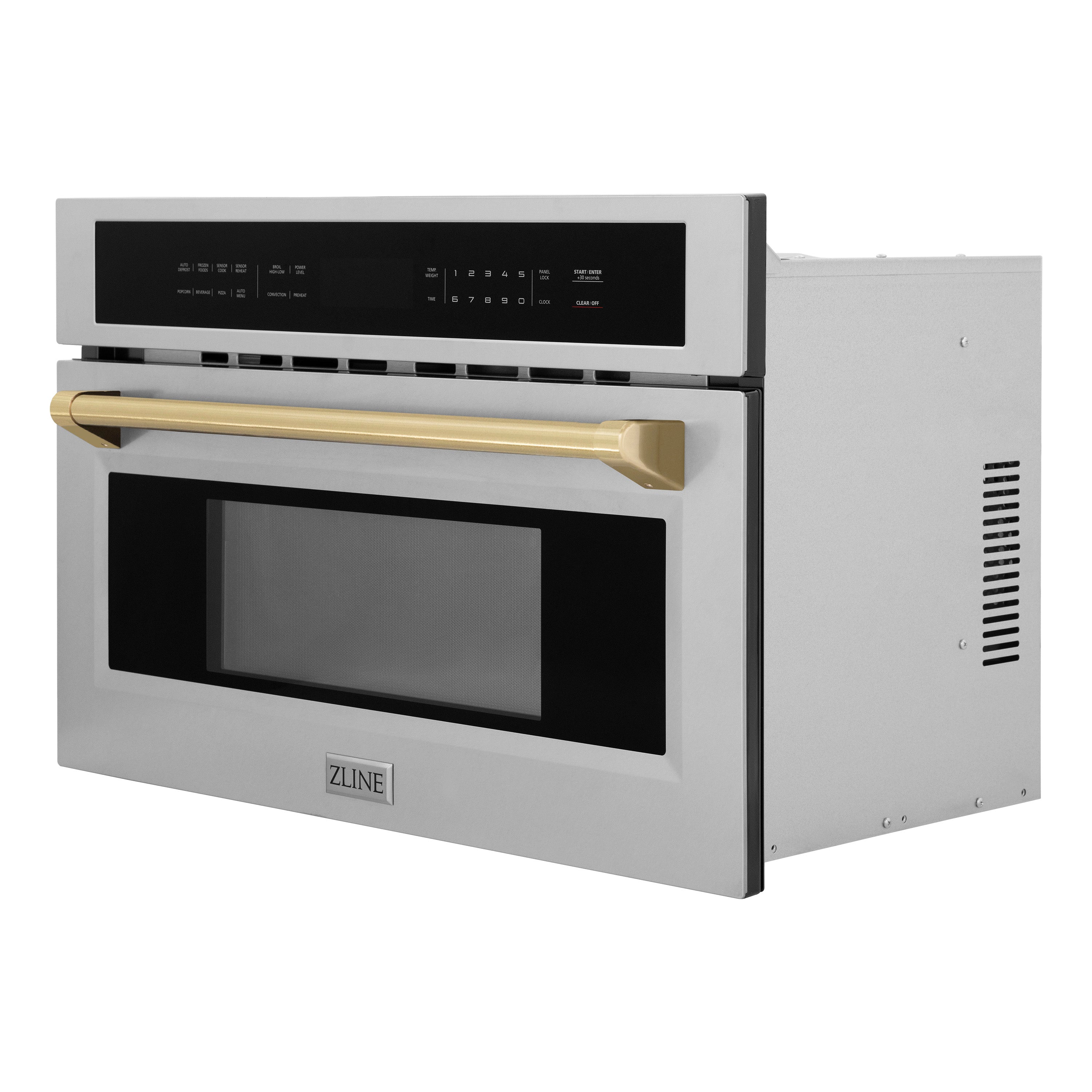 ZLINE Autograph Edition 30â€ 1.6 cu ft. Built-in Convection Microwave Oven in Stainless Steel and Champagne Bronze Accents (MWOZ-30-CB)