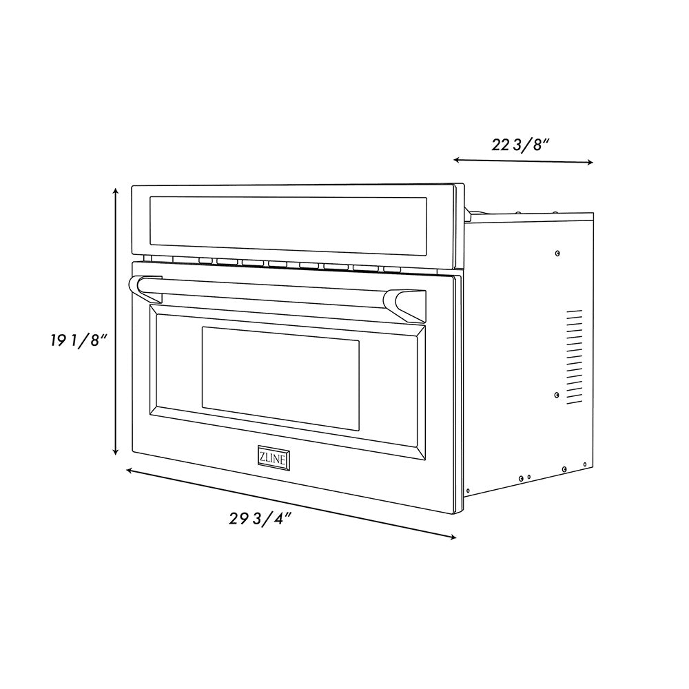 ZLINE Autograph Edition 30 in. 1.6 cu ft. Built-in Convection Microwave Oven in Stainless Steel and Polished Gold Helix Handle (MWOZ-30-KG)