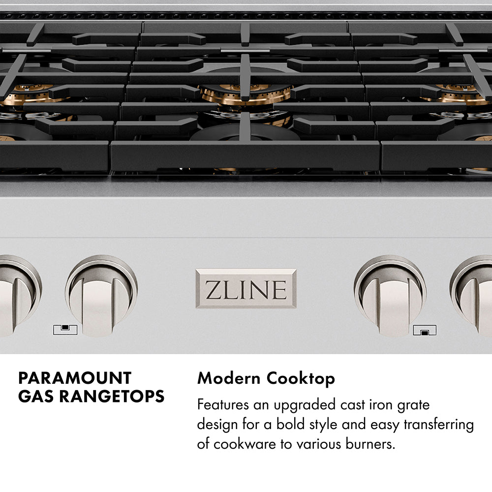 ZLINE 48 in. Paramount Gas Rangetop with 8 Burner DuoPro™ Cooktop in Black Stainless Steel (PSRTB-48)