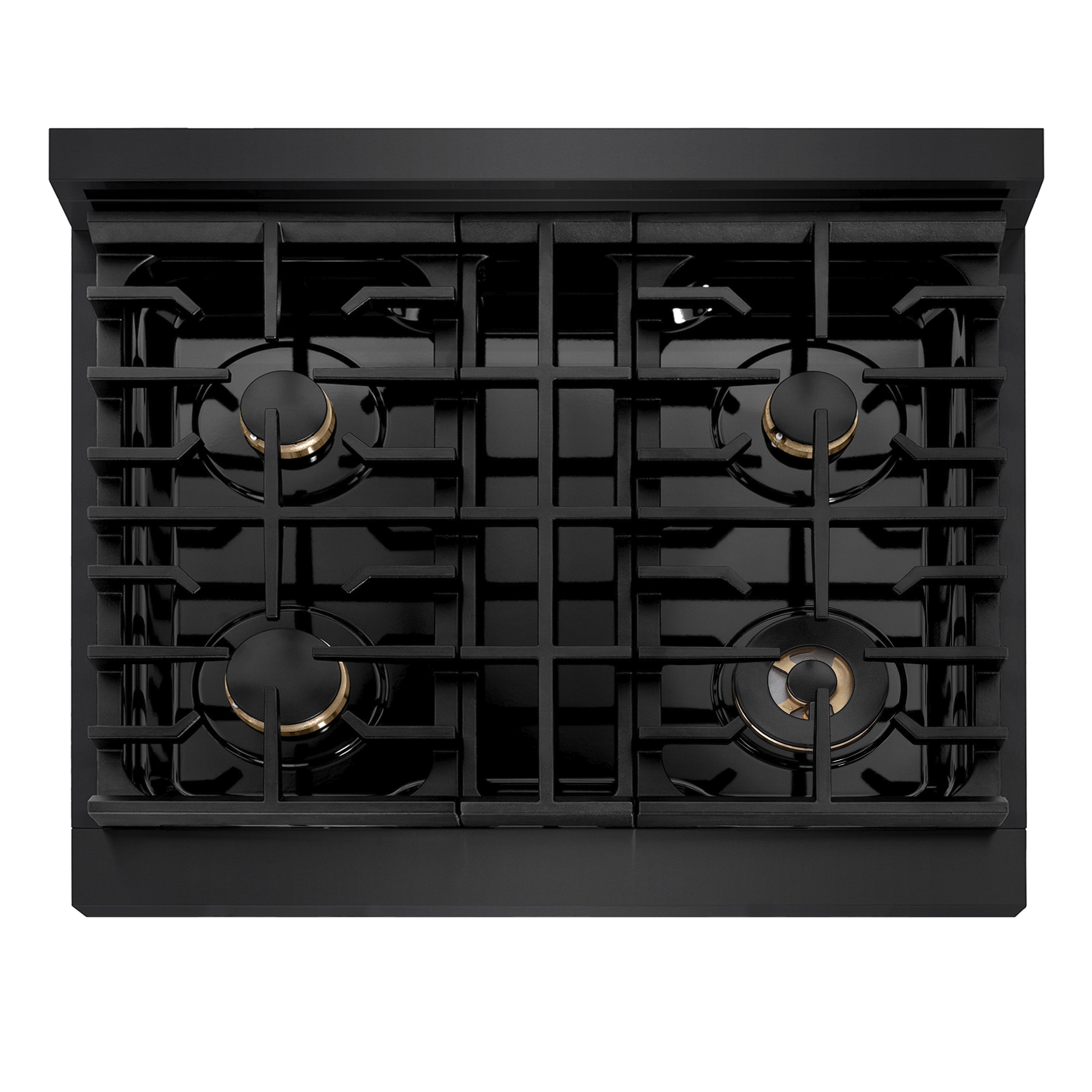 ZLINE 30 in. Paramount Gas Rangetop with 4 Brass Burners and Porcelain Cooktop in Black Stainless Steel (SRTB-BR-30)