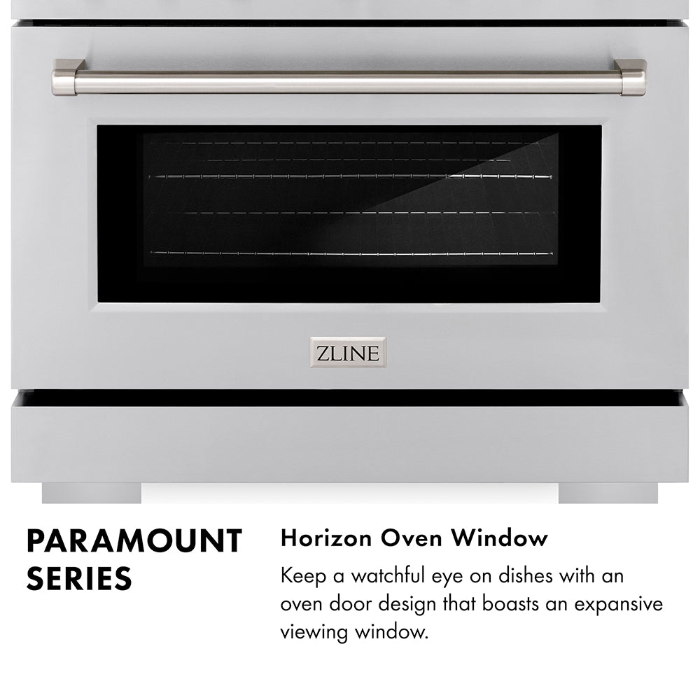 ZLINE 36 in. 5.2 cu. ft. Paramount Gas Range with 6 Burner DuoPro™ Cooktop and Convection Gas Oven in Satin Stainless Steel with Black Matte Door (PSGRS-BLM-36)