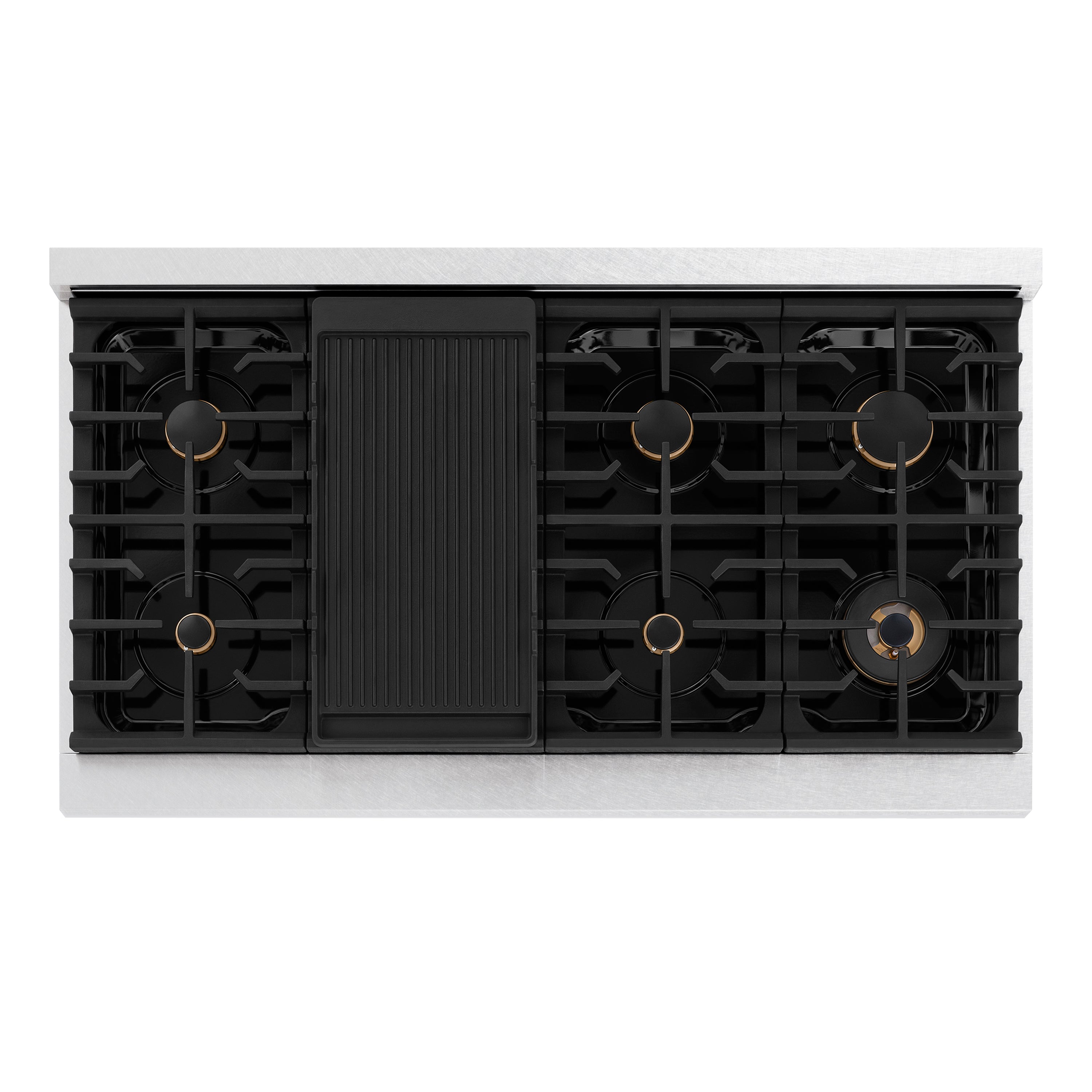 ZLINE 48 in. Paramount Gas Rangetop with 8 Brass Burners and Porcelain Cooktop in Satin Stainless Steel (SRTS-BR-48)
