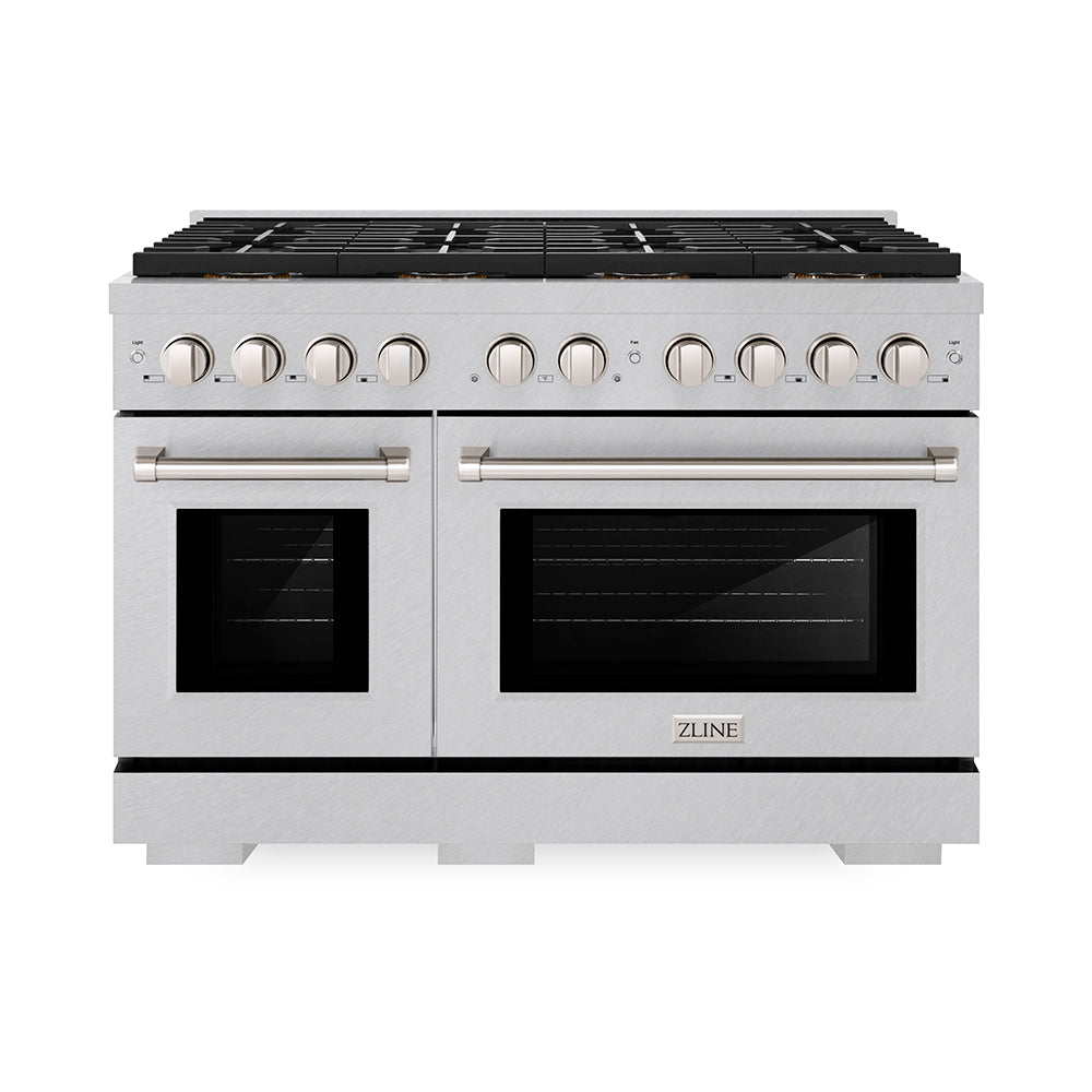 ZLINE 48 in. 6.7 cu. ft. Paramount Gas Range with 8 Burner DuoPro™ Cooktop and Dual Ovens in Satin Stainless Steel (PSGRS-48)