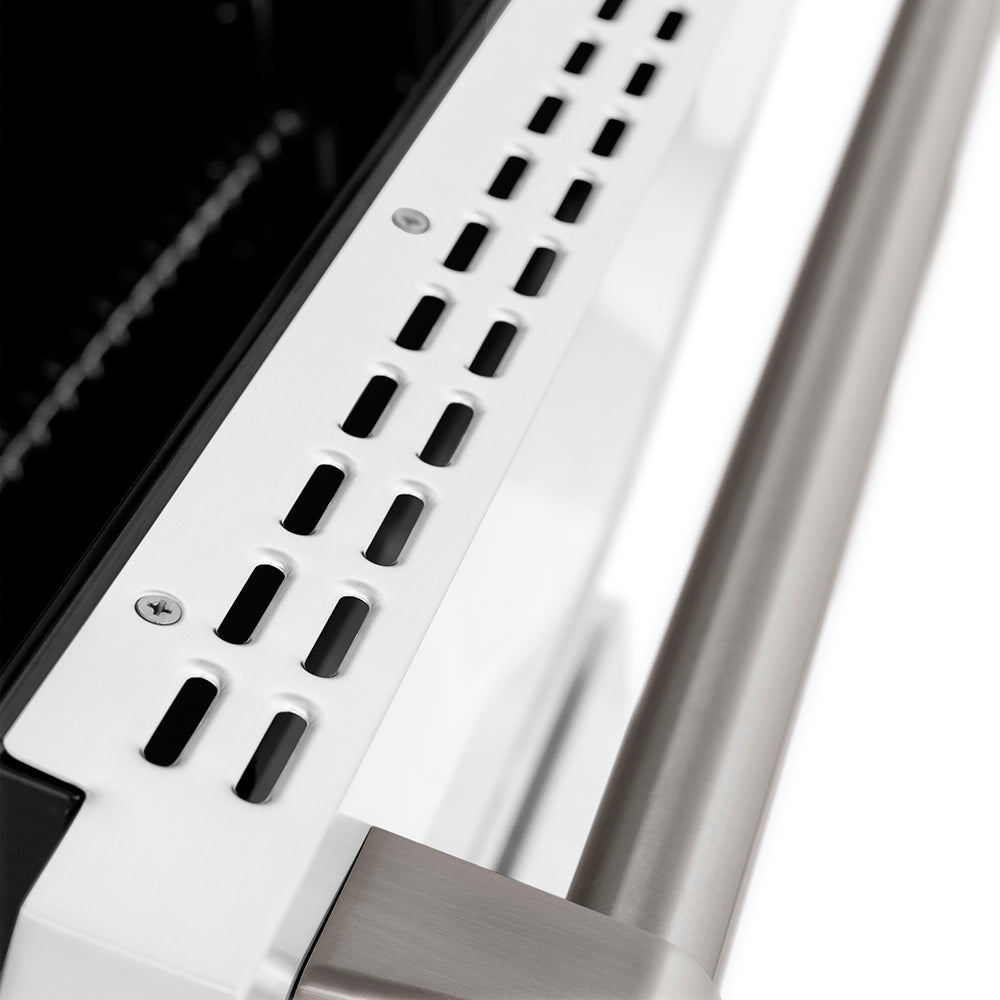 ZLINE 30 in. 4.2 cu. ft. Paramount Gas Range with 4 Burner DuoPro™ Cooktop and Convection Gas Oven in Satin Stainless Steel with White Matte Door (PSGRS-WM-30)