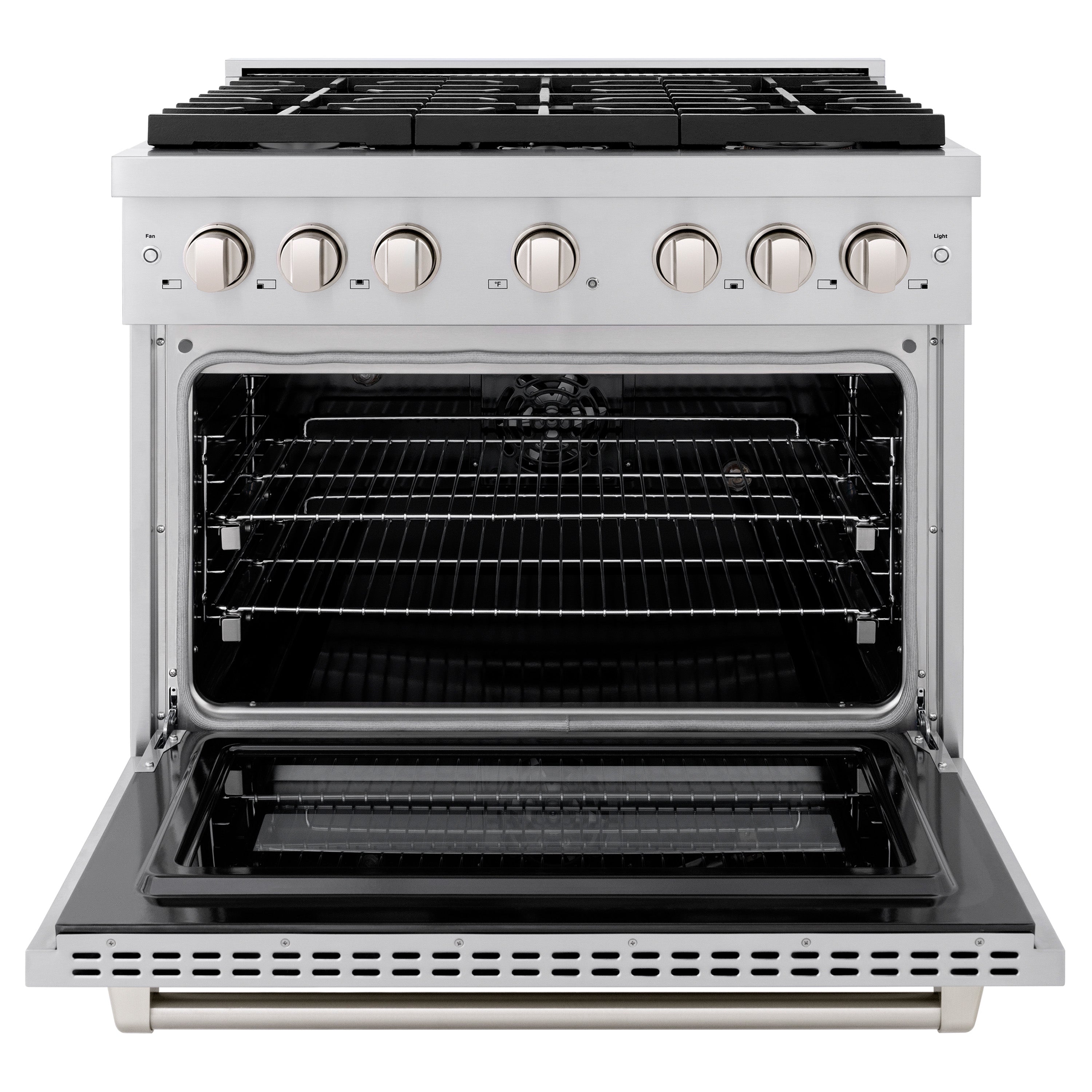 ZLINE 36 in. 5.2 cu. ft. Paramount Dual Fuel Range with 6 Burner Gas Cooktop and Electric Convection Oven in Stainless Steel with Black Matte Door (SDR-BLM-36)