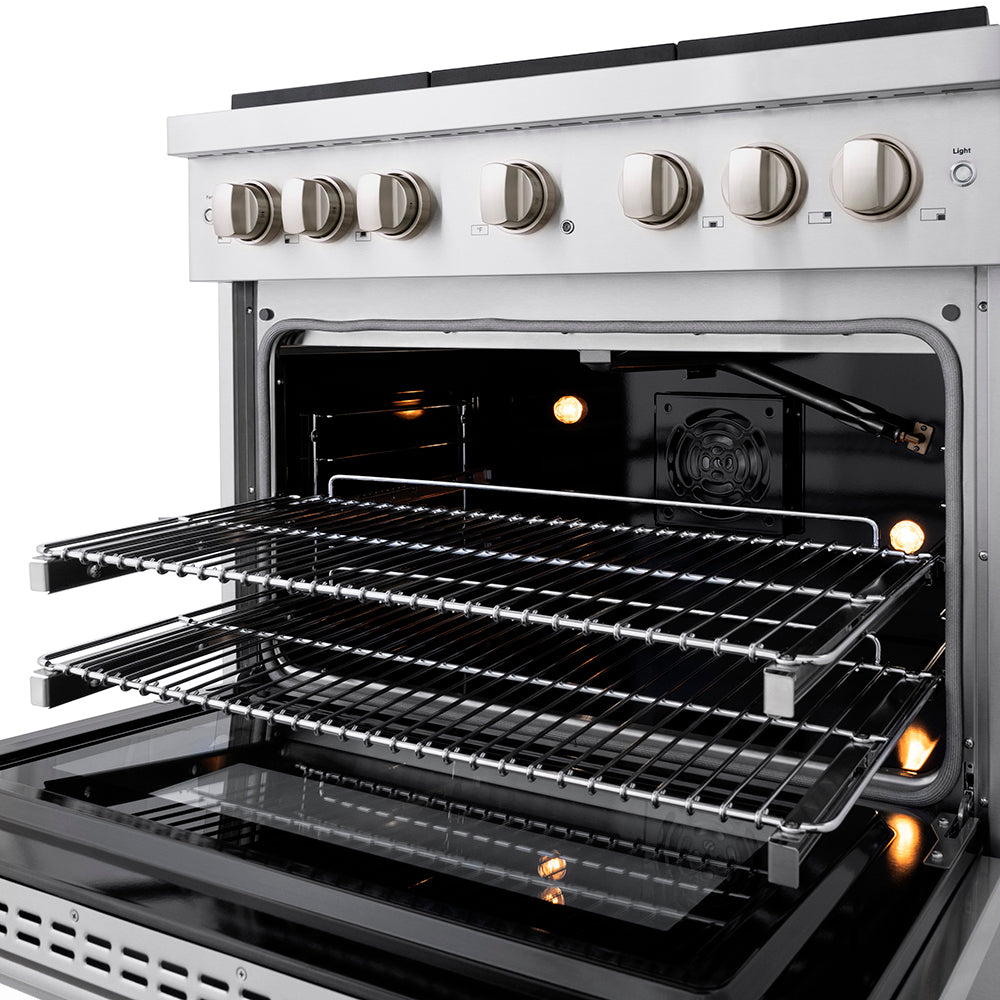 ZLINE 36 in. 5.2 cu. ft. Paramount Gas Range with 6 Burner DuoPro™ Cooktop and Convection Gas Oven in Stainless Steel (PSGR36)