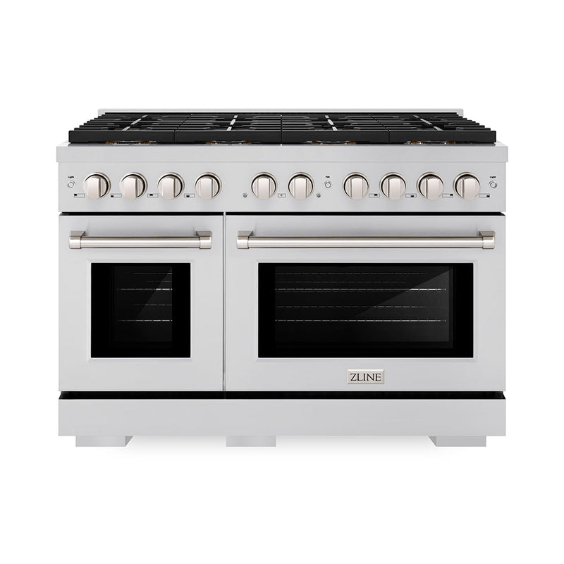 ZLINE 48 in. 6.7 cu. ft. Paramount Gas Range with 8 Burner DuoPro™ Cooktop and Dual Ovens in Stainless Steel (PSGR48)